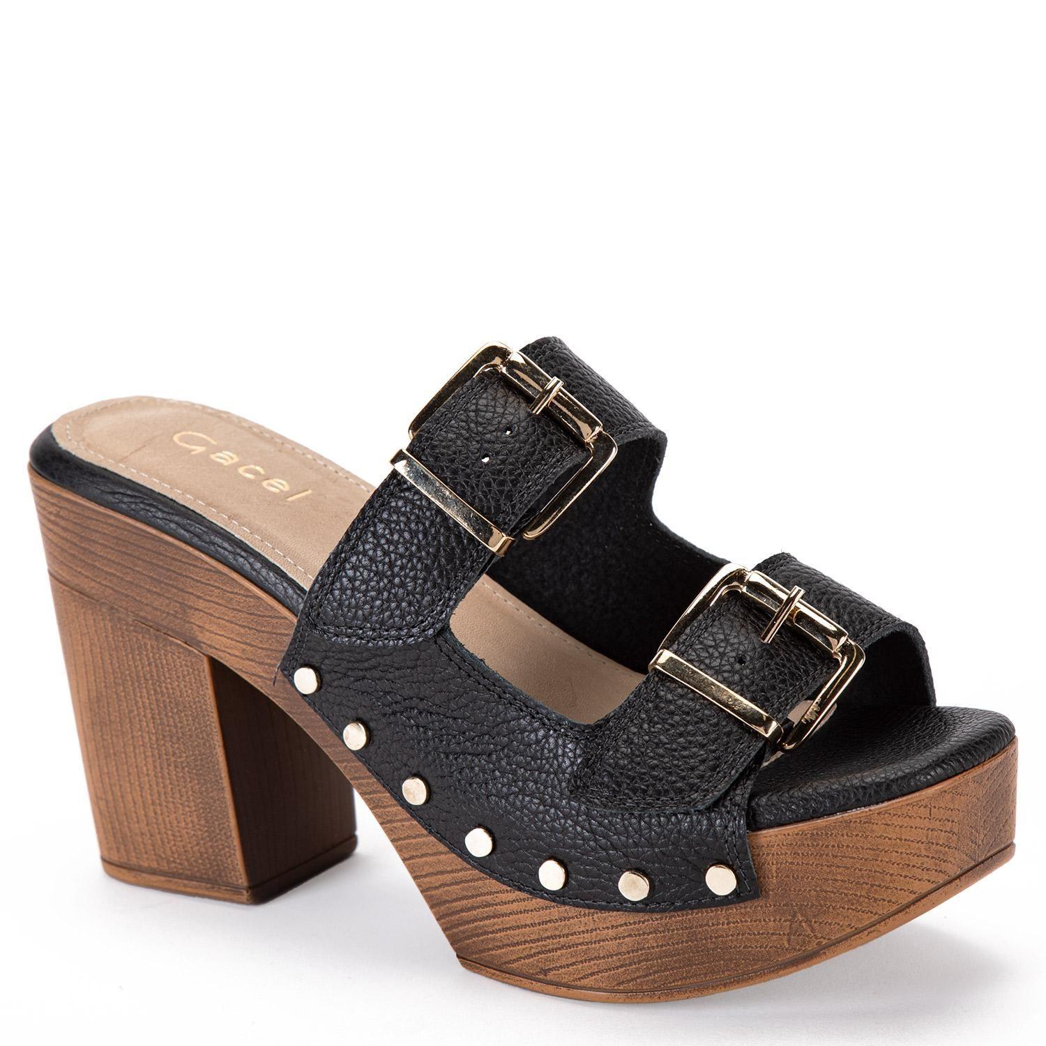 Sandalia de cuero mujer Gacel negro Flavia-2