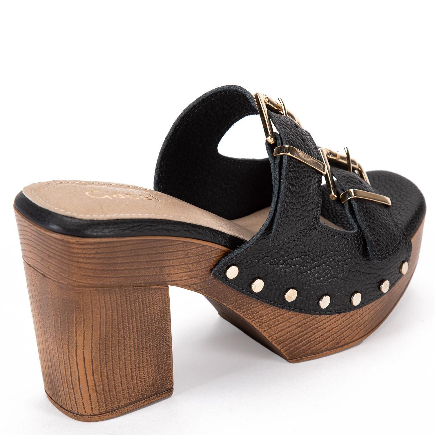 Sandalia de cuero mujer Gacel negro Flavia-4