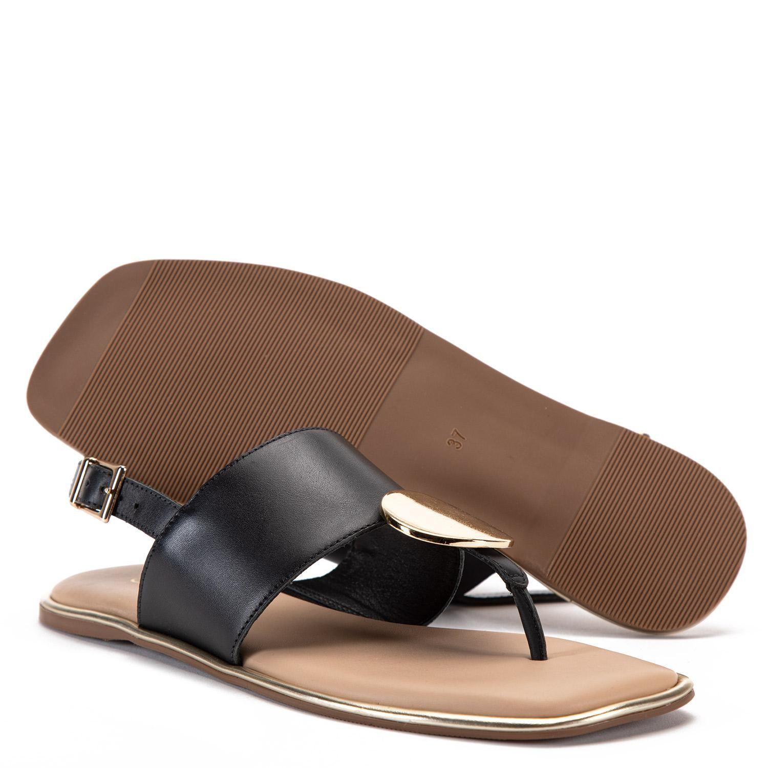 Sandalia de cuero mujer Gacel Negro Odeth 0659670-3