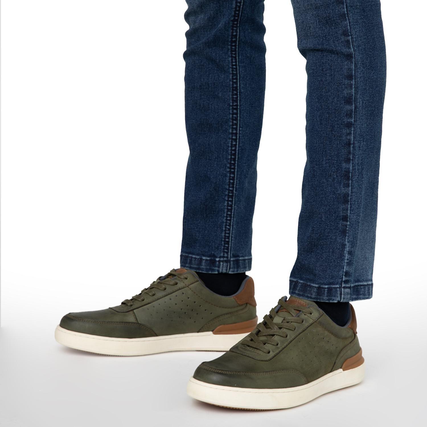 Zapatilla de cuero hombre Guante olivo Noto-1