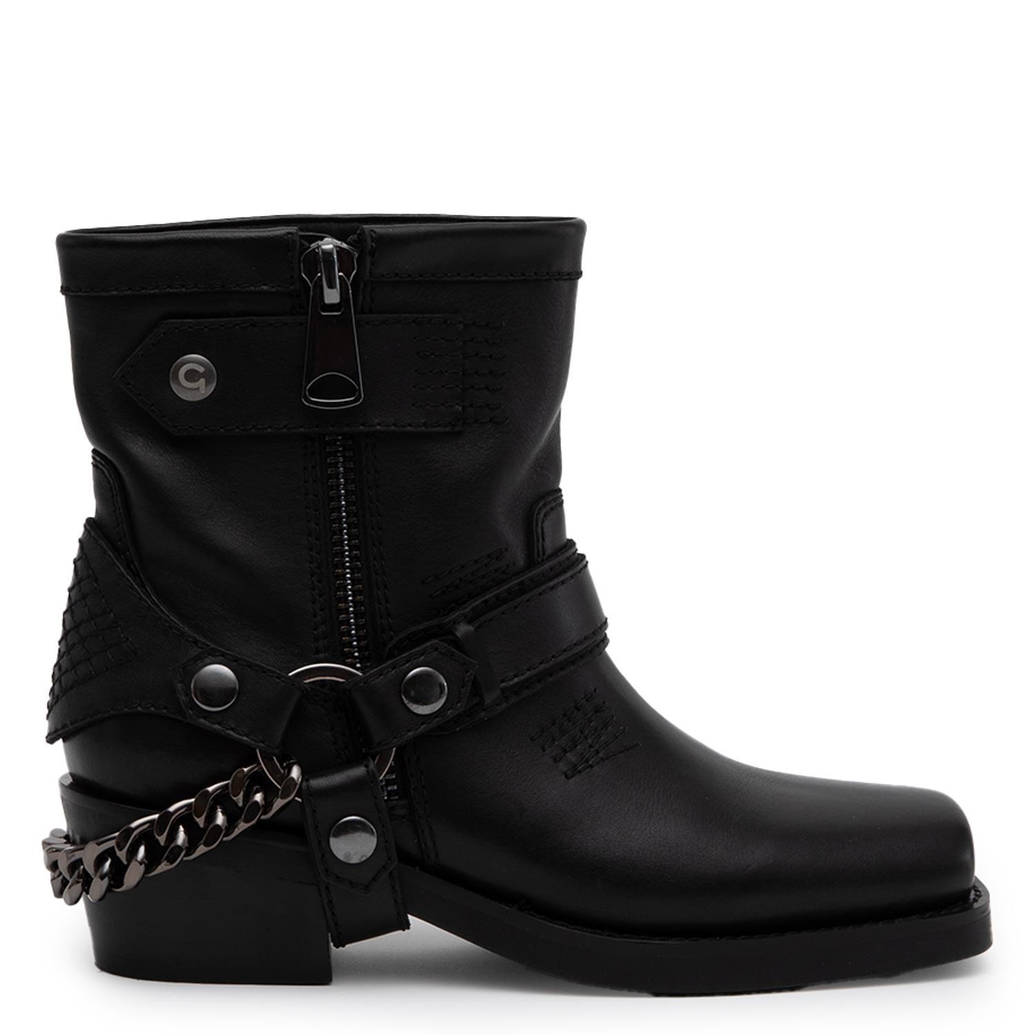 Botin de cuero mujer Gacel negro Macy-0
