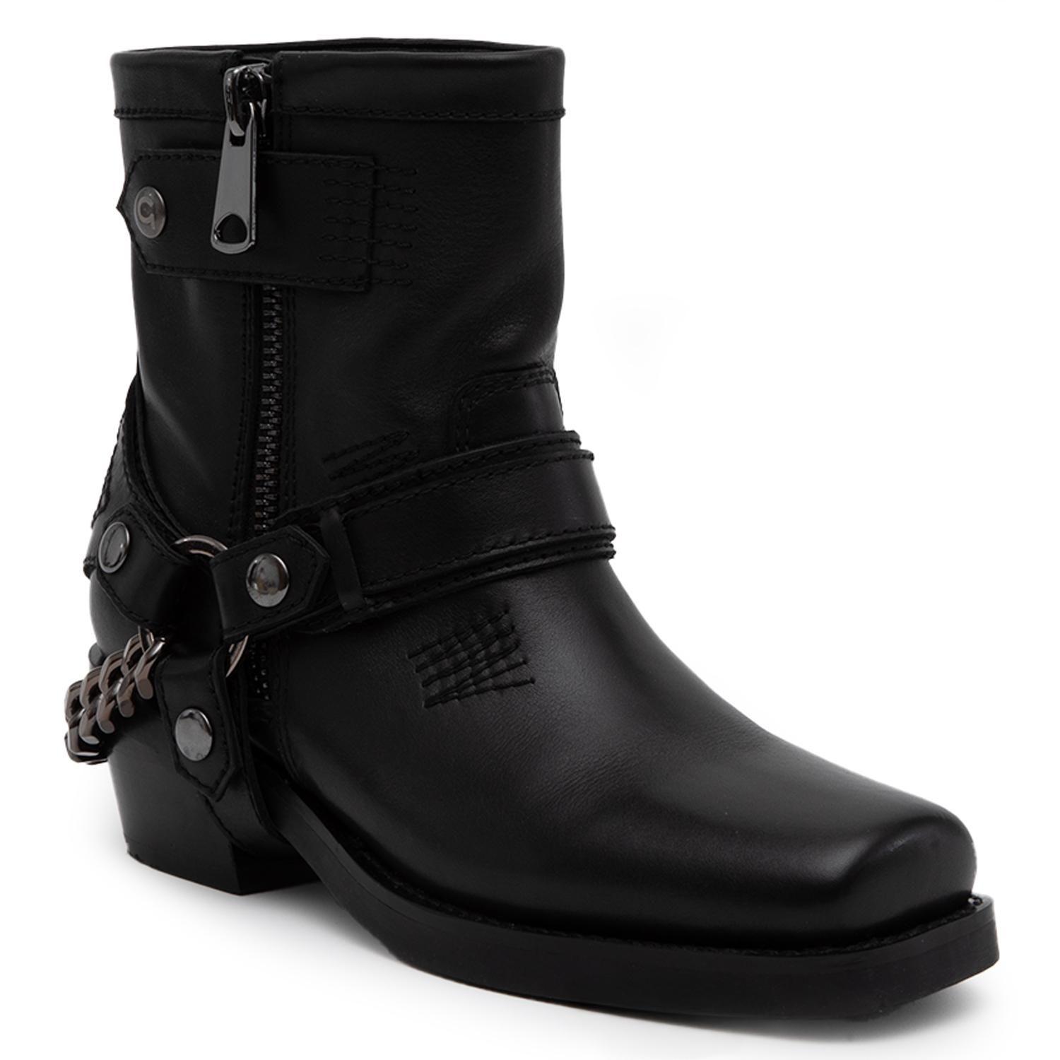 Botin de cuero mujer Gacel negro Macy-2