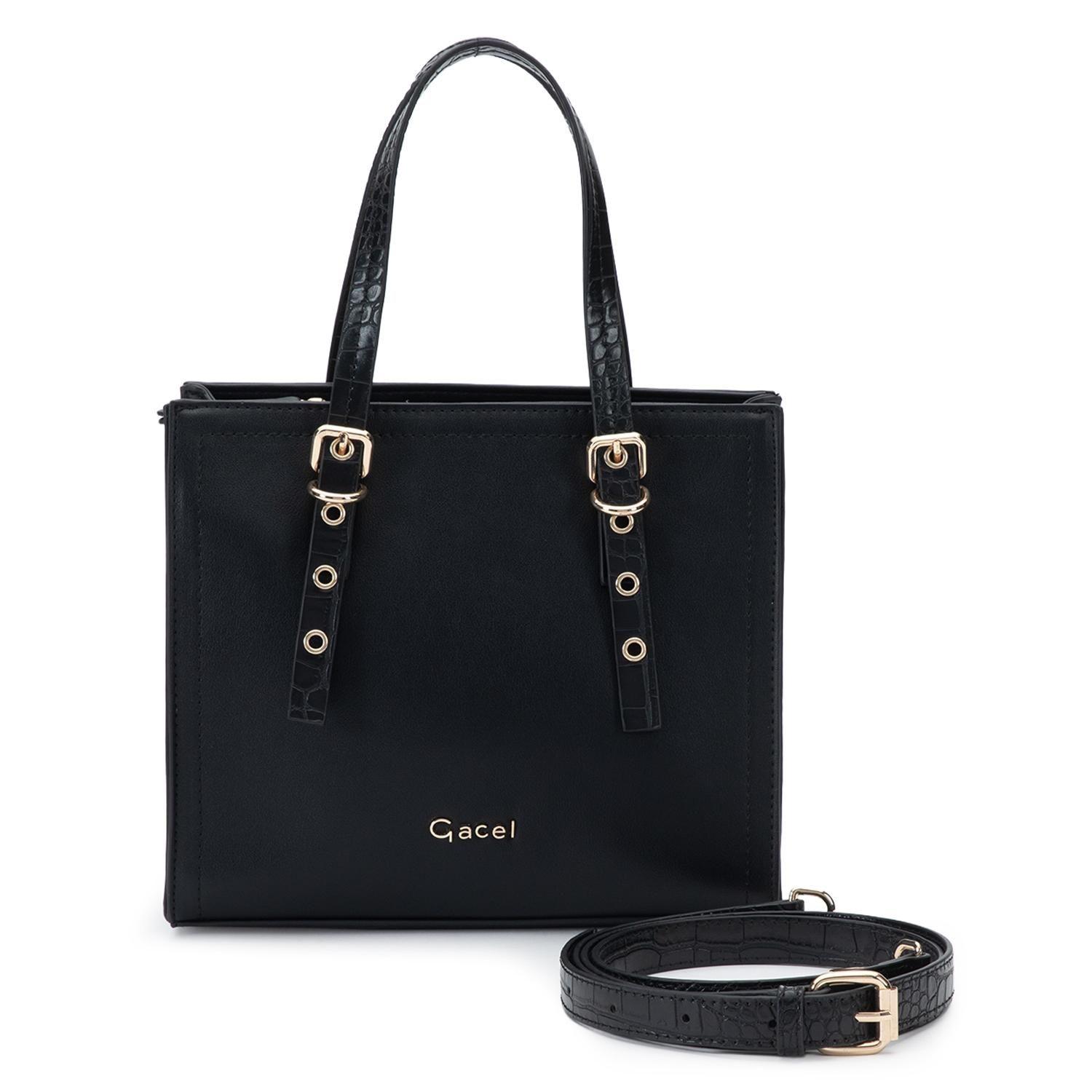 Cartera mujer Gacel negro dos asas pequeña-0
