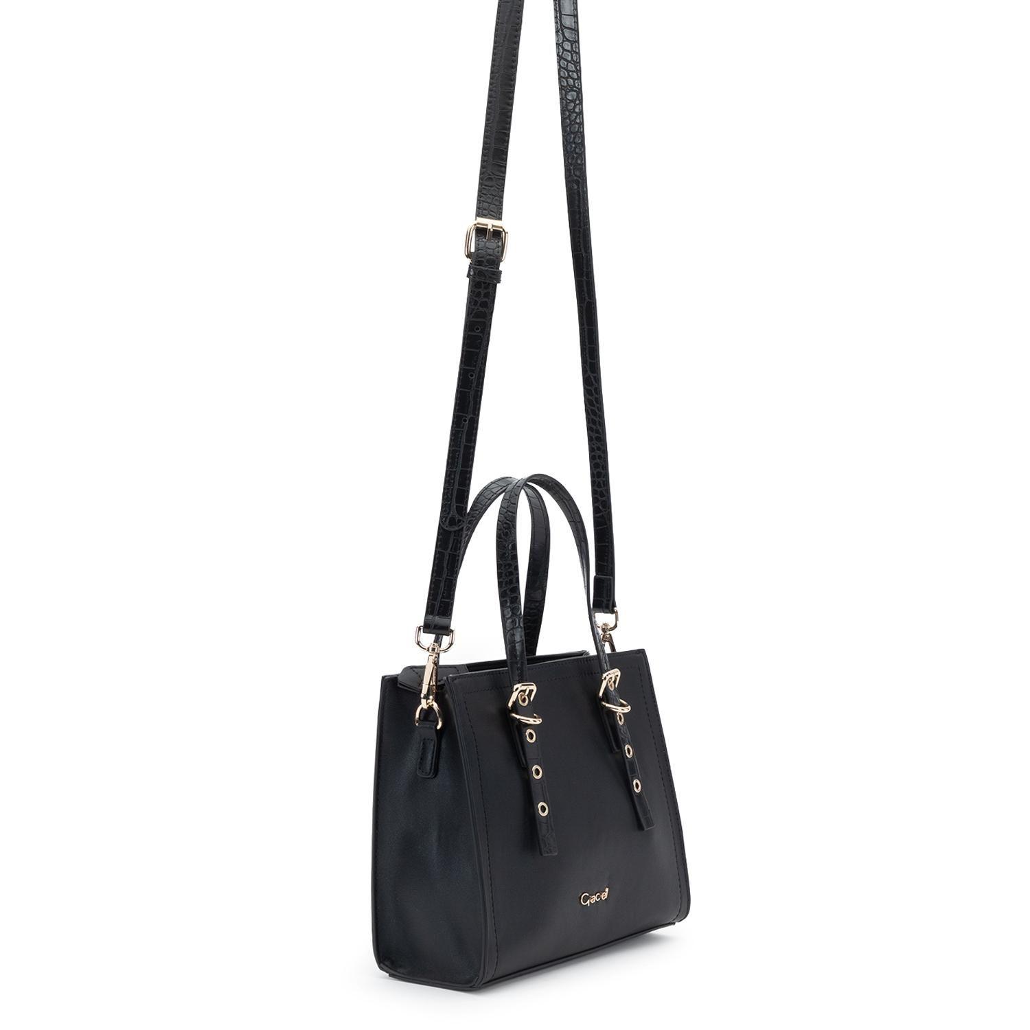 Cartera mujer Gacel negro dos asas pequeña-2