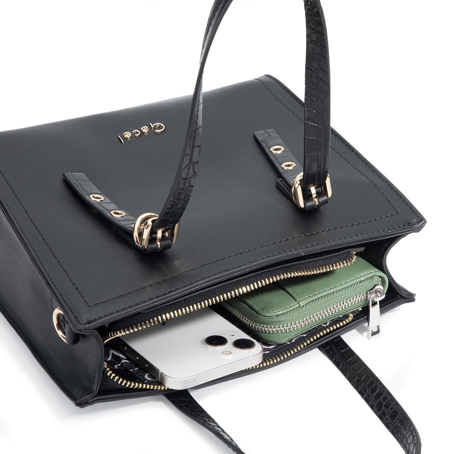 Cartera mujer Gacel negro dos asas pequeña-8