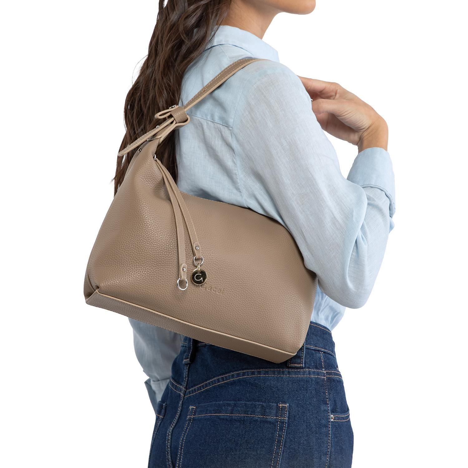 Cartera mujer Gacel taupe bandolera grande-1