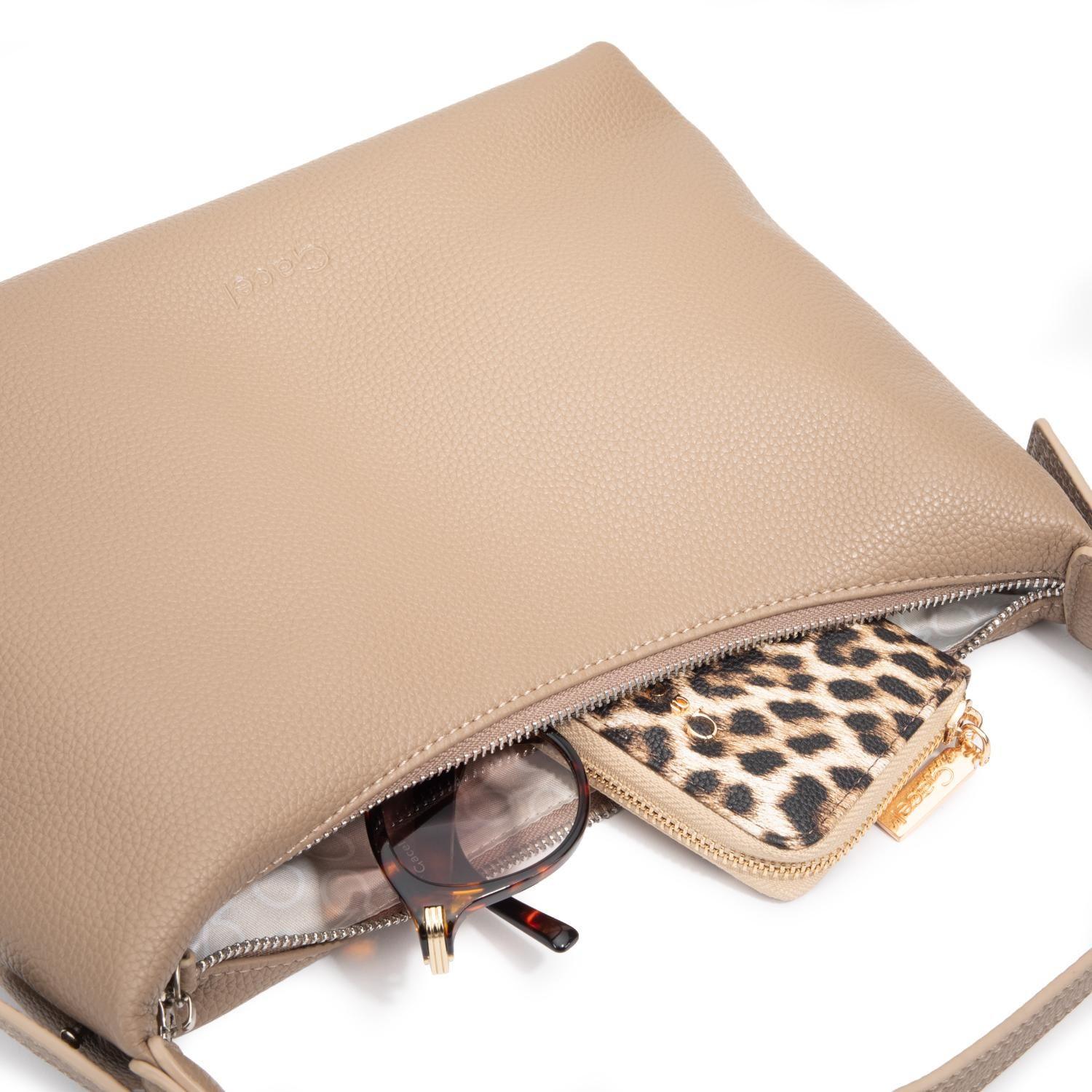 Cartera mujer Gacel taupe bandolera grande-8