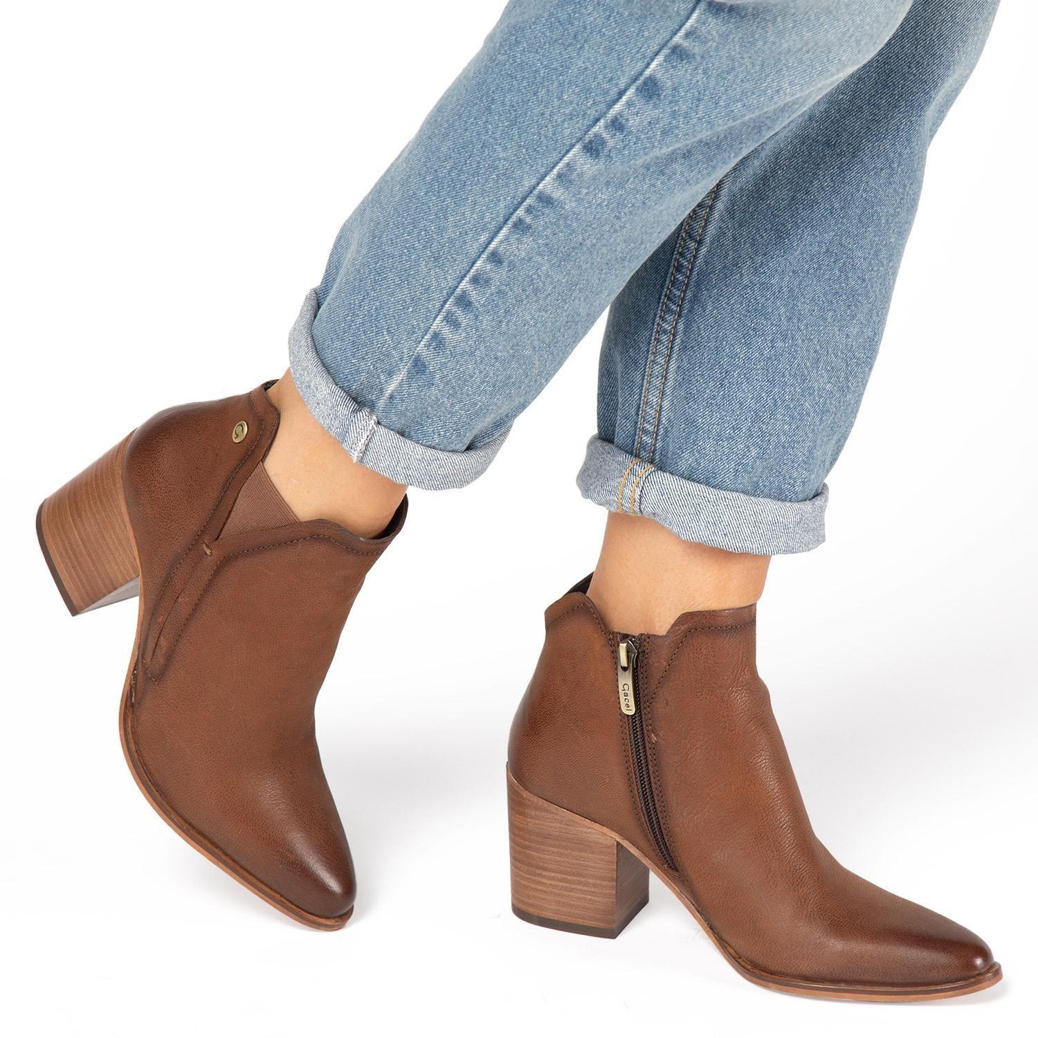 Botin de cuero mujer Gacel Tostado Bruna 0659769-1