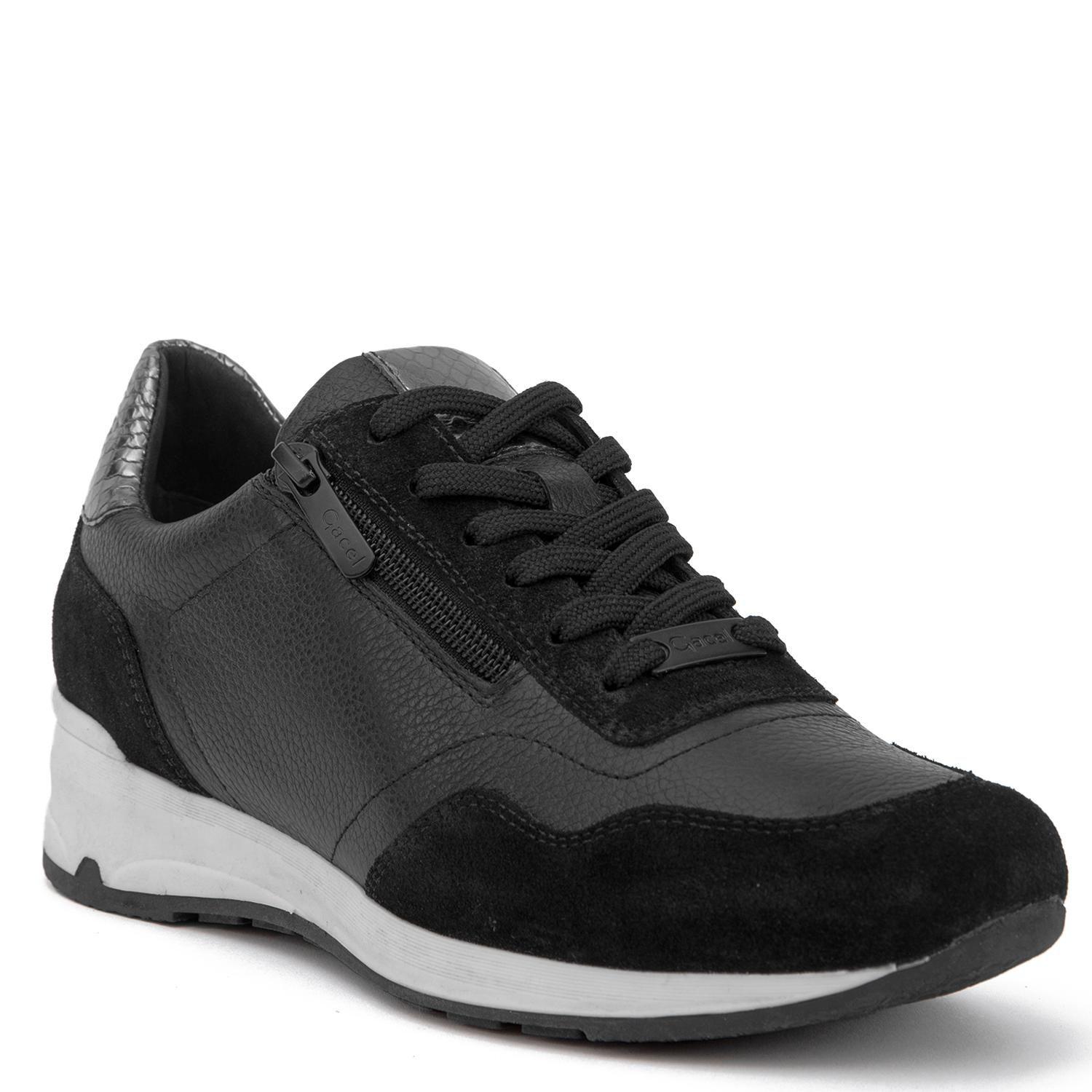 Zapatilla de cuero mujer Gacel negro Venus 0661040-2