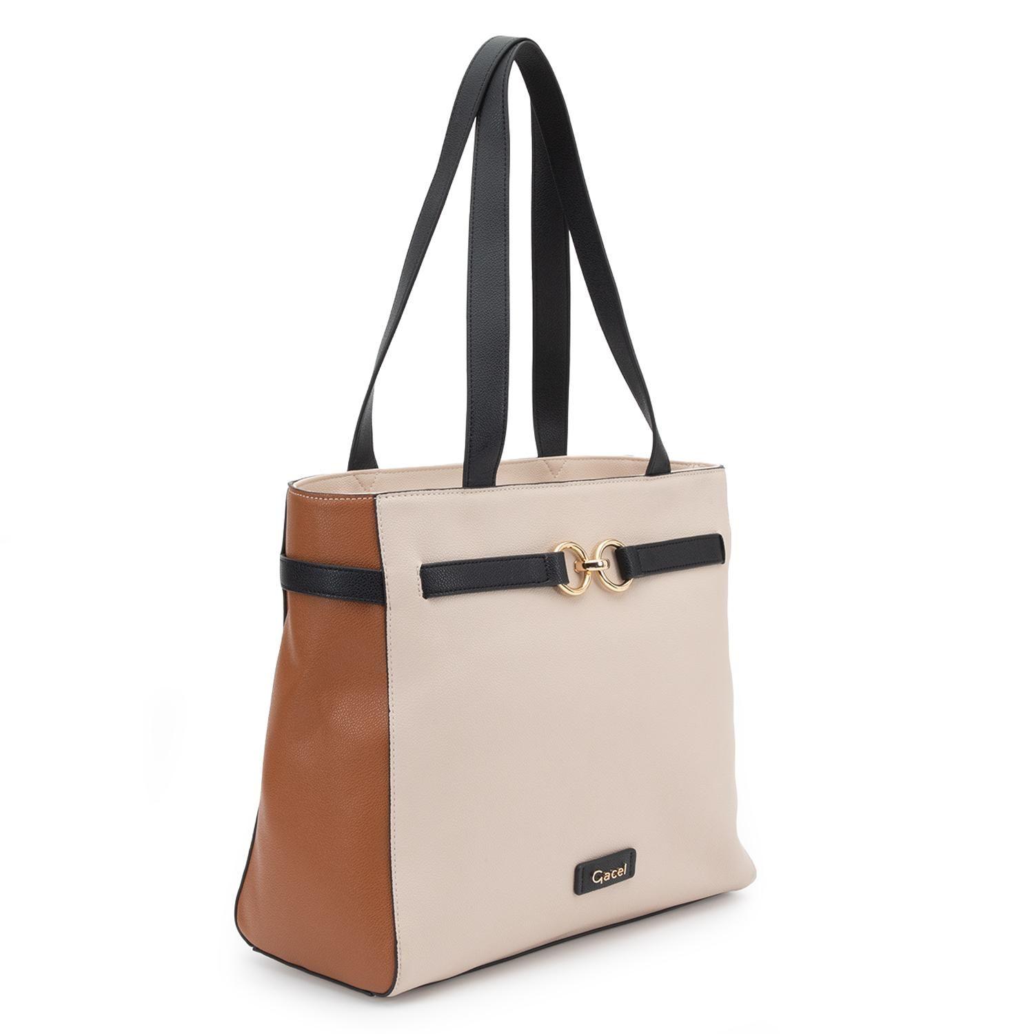 Cartera mujer Gacel off white dos asas grande-2