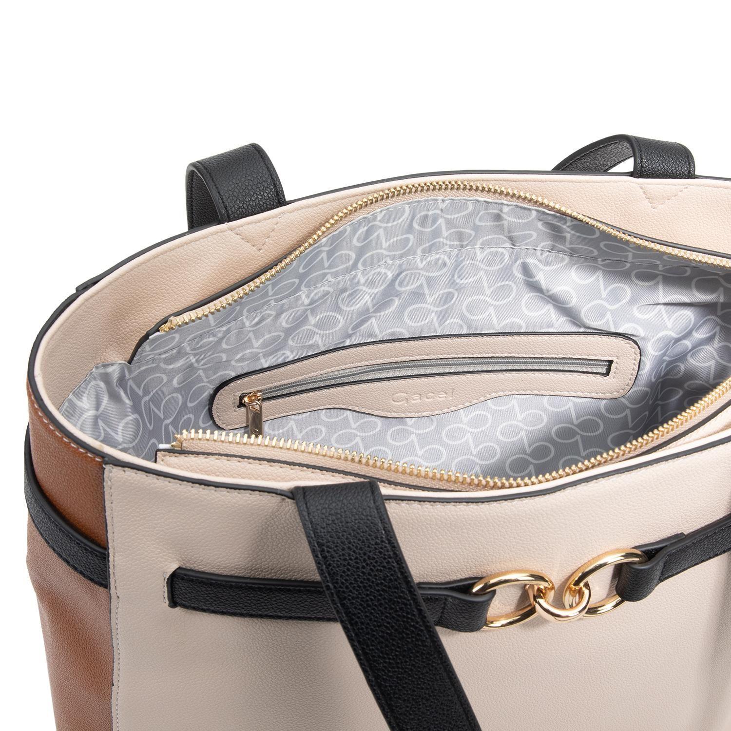 Cartera mujer Gacel off white dos asas grande-4