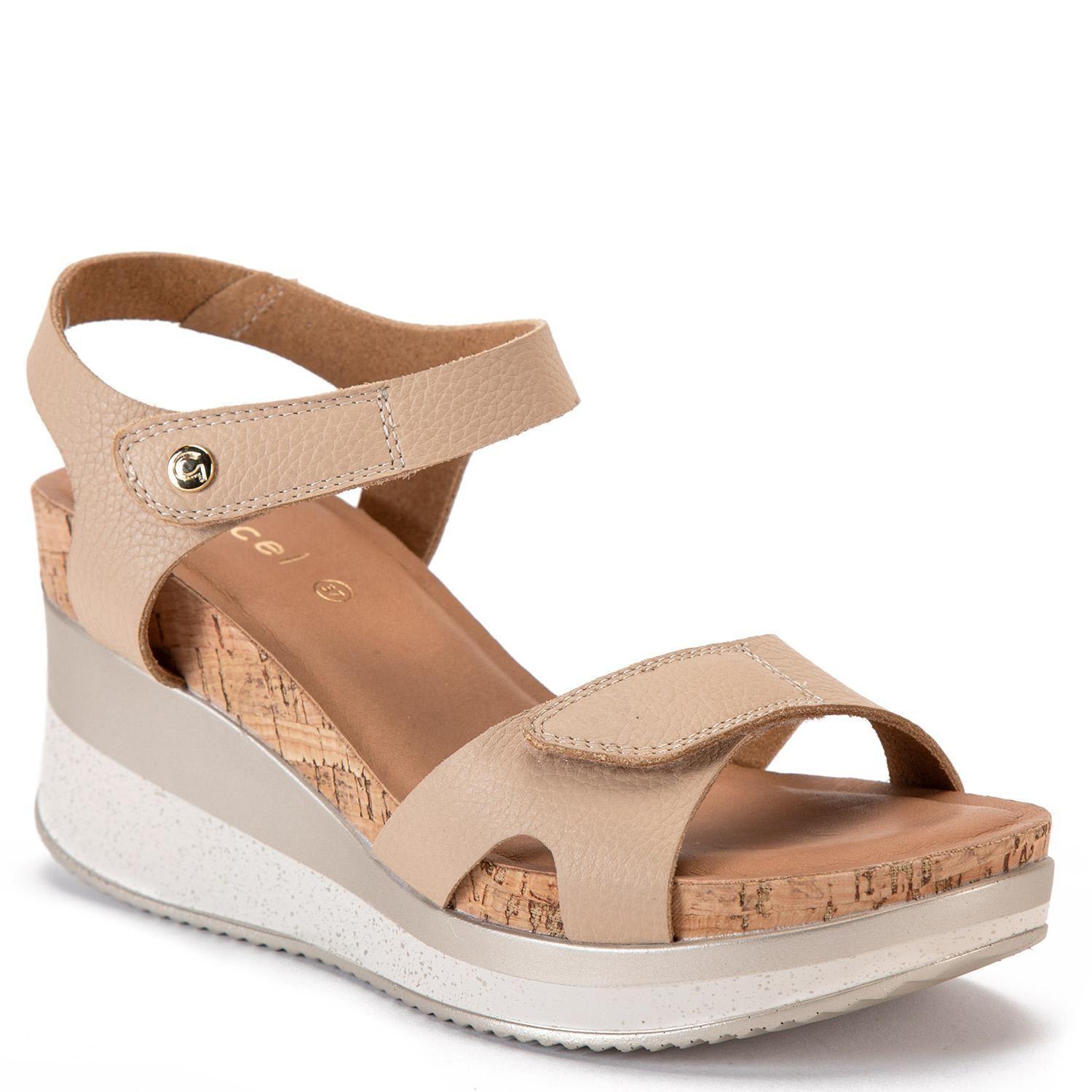 Sandalia de cuero mujer Gacel Beige Romilda 0659703-2