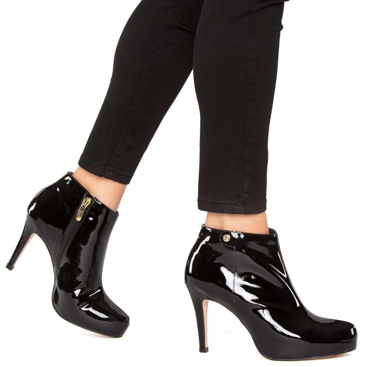 Botin de cuero mujer Gacel negro Olga-1