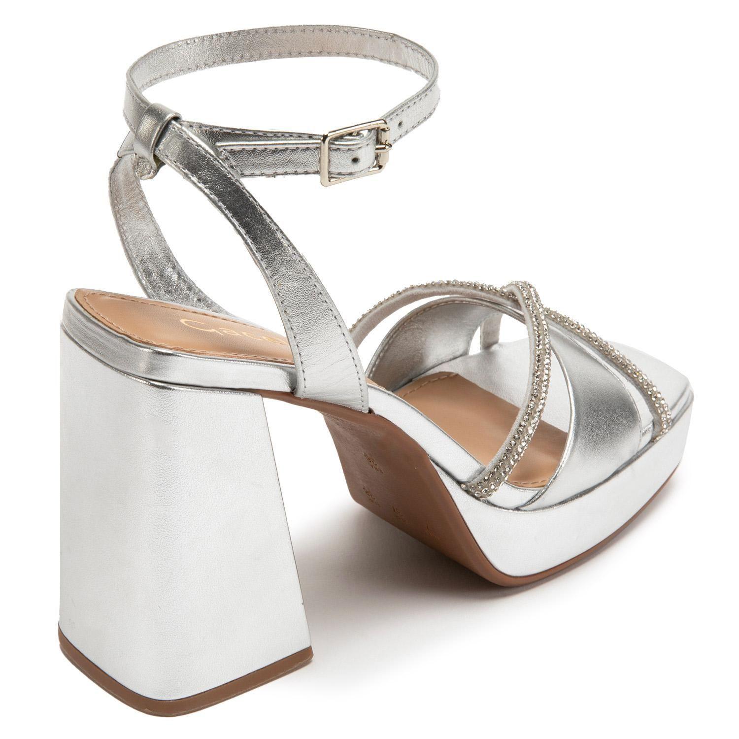 Sandalia de cuero mujer Gacel Plateado Athena 0659448-4