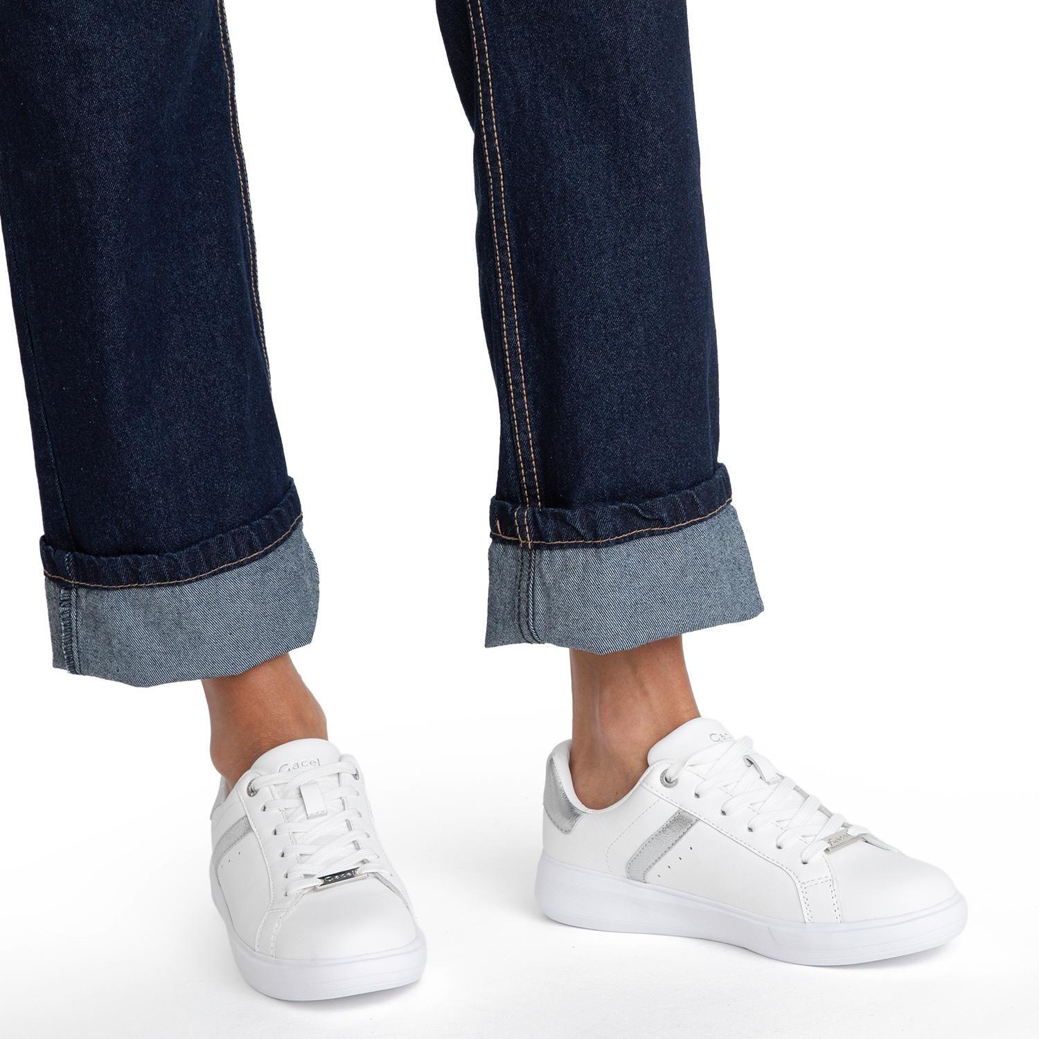 Zapatilla de cuero mujer Gacel blanco Rosalia-1