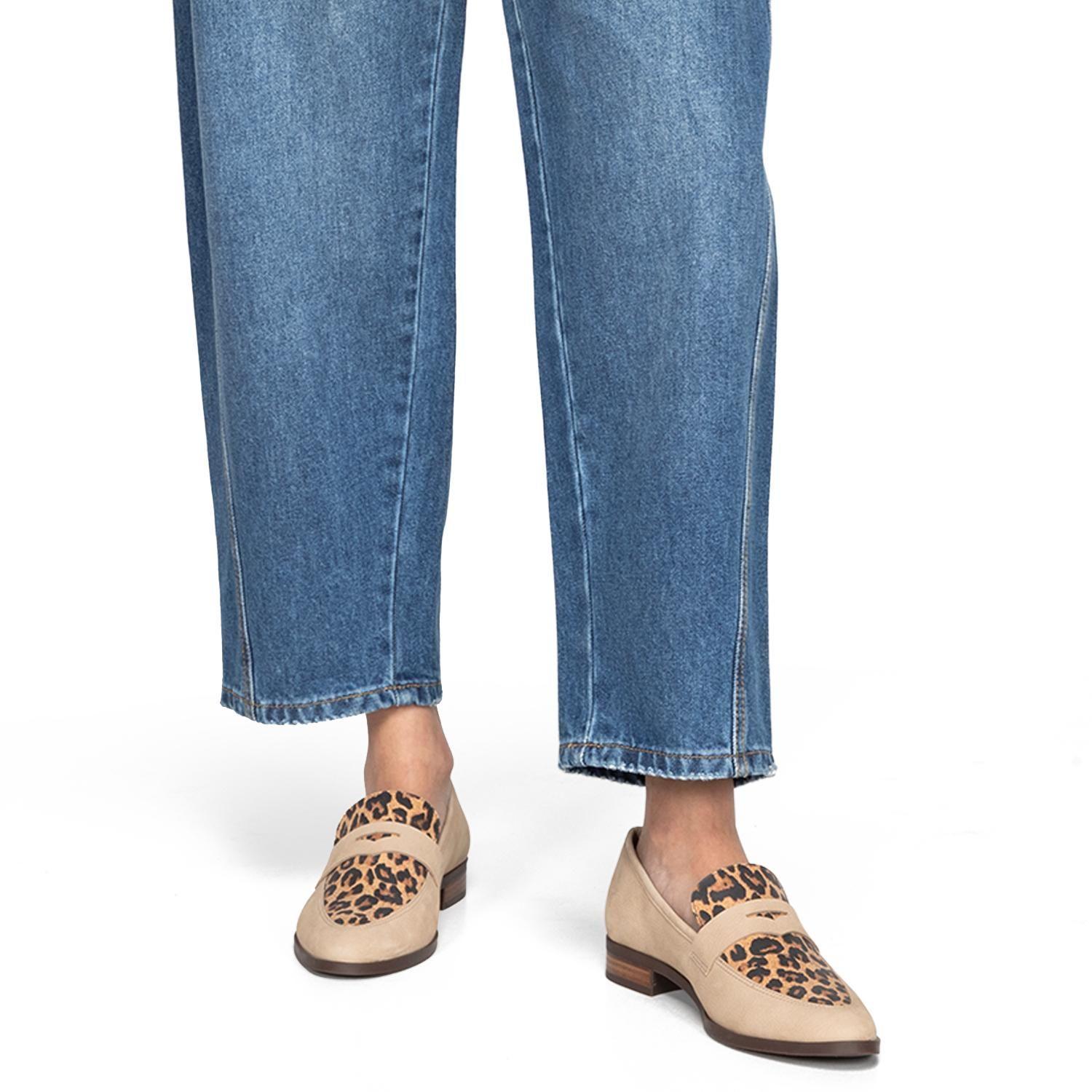 Mocasin de cuero mujer Gacel leopardo Cruz 0661170-1