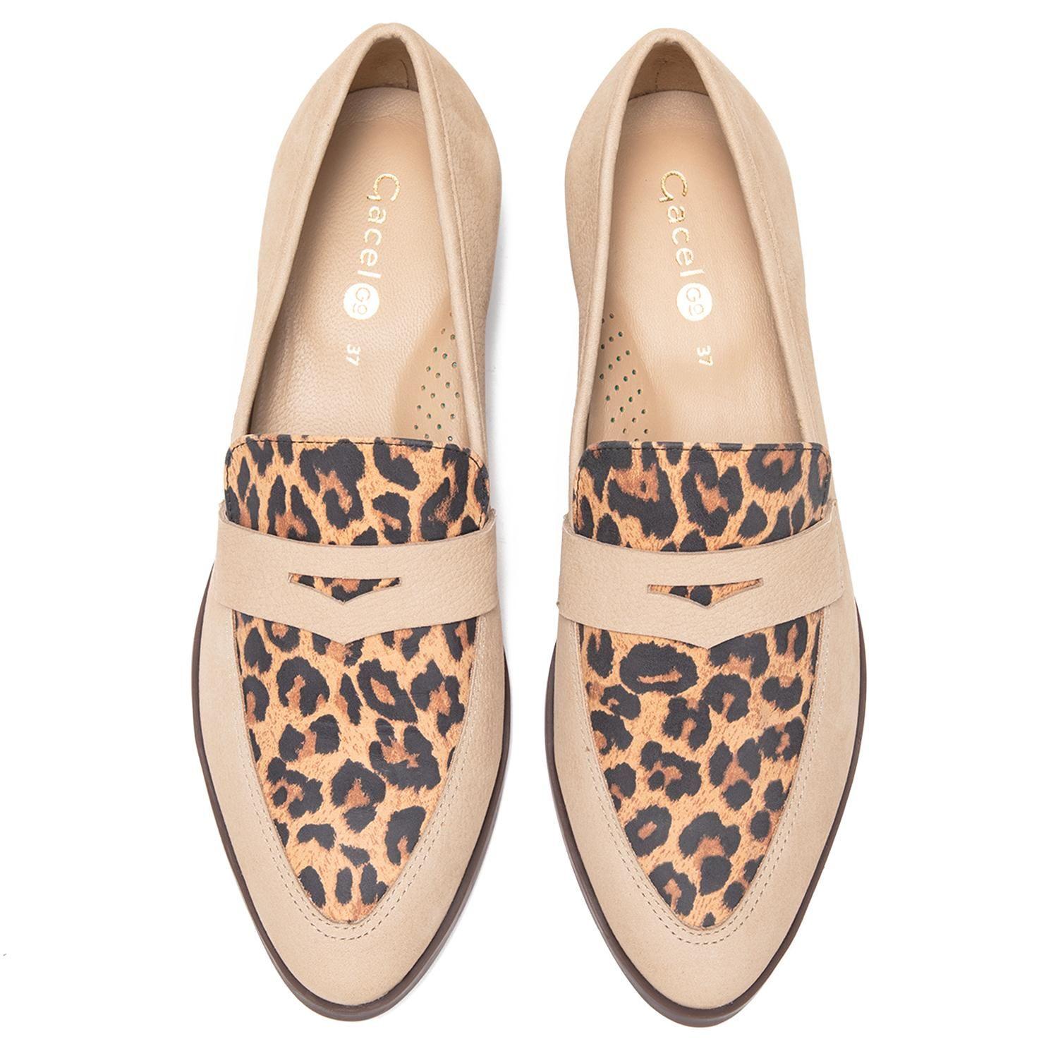Mocasin de cuero mujer Gacel leopardo Cruz 0661170-3