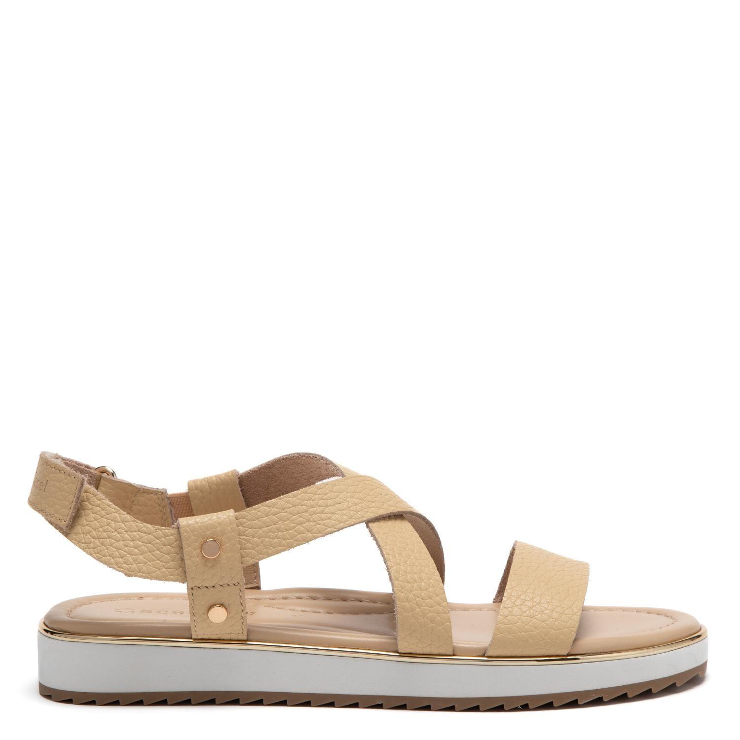 Sandalia de cuero mujer Gacel beige Mira-0
