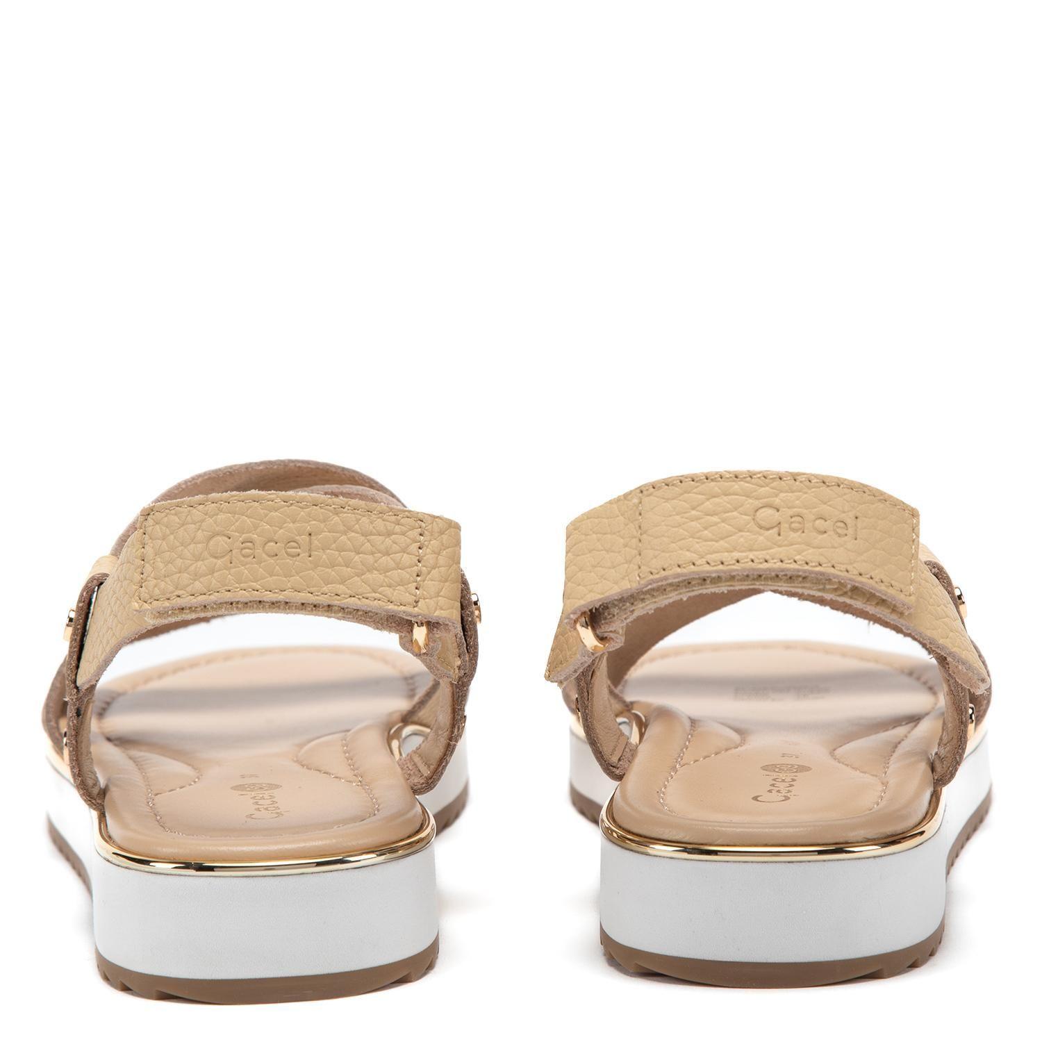 Sandalia de cuero mujer Gacel beige Mira-4