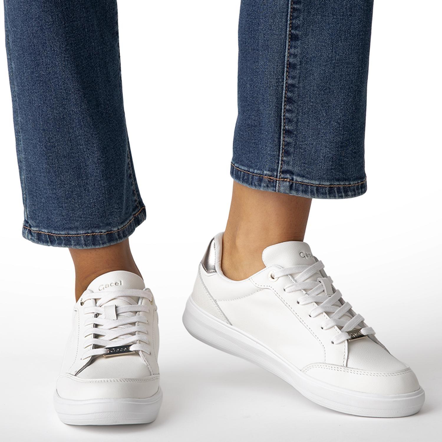 Zapatilla de cuero mujer Gacel blanco Rosalia-1