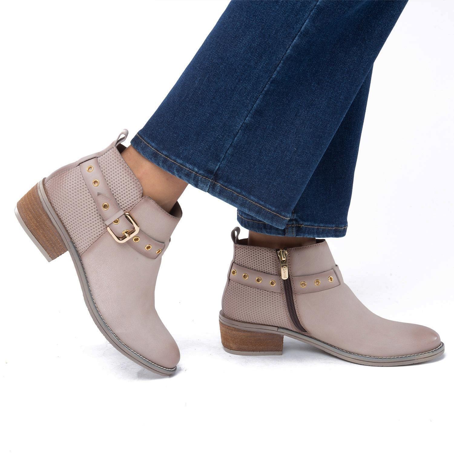 Botin de cuero mujer Gacel arena Gina 0660406-1