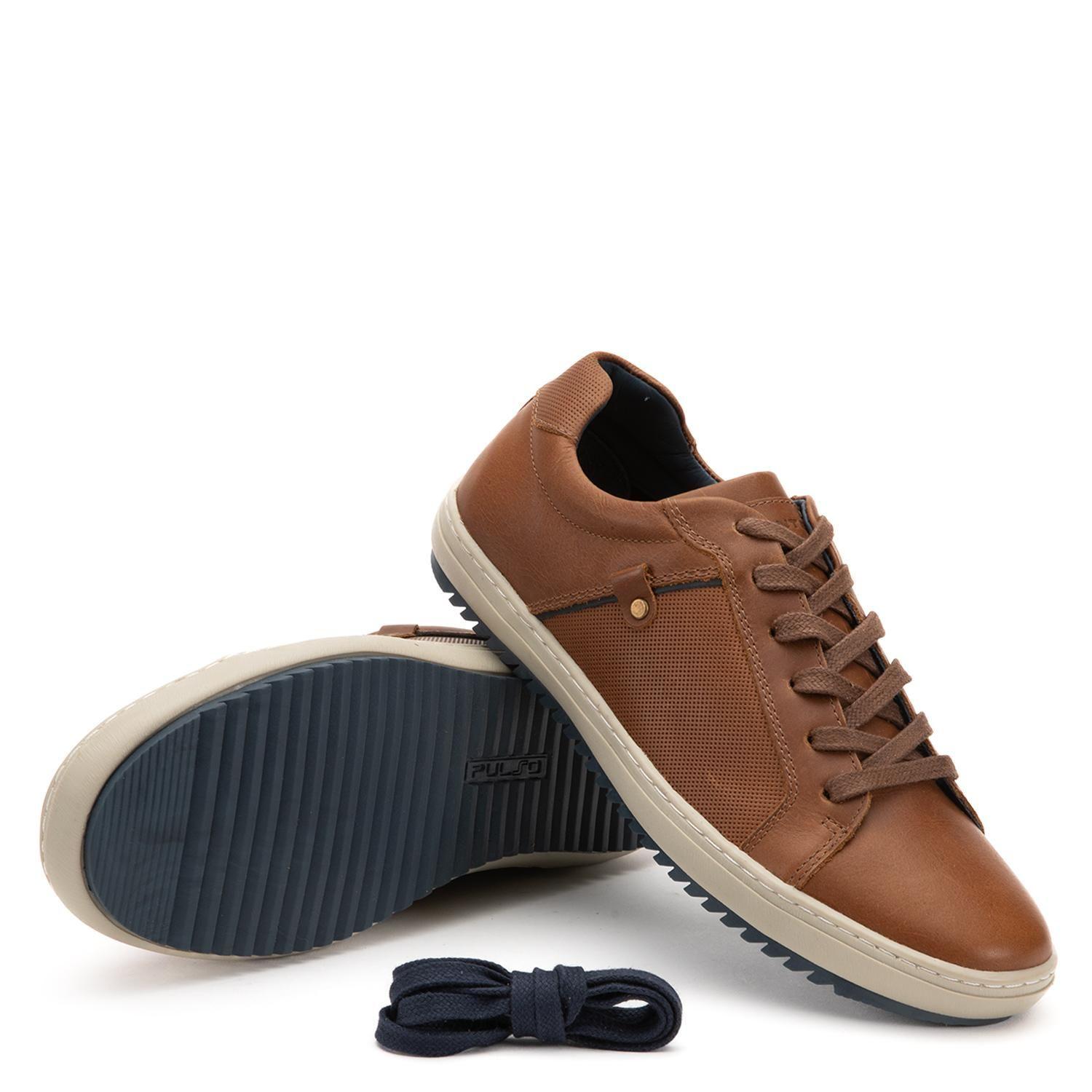 Zapatilla de cuero hombre Guante tostado Kansas-3