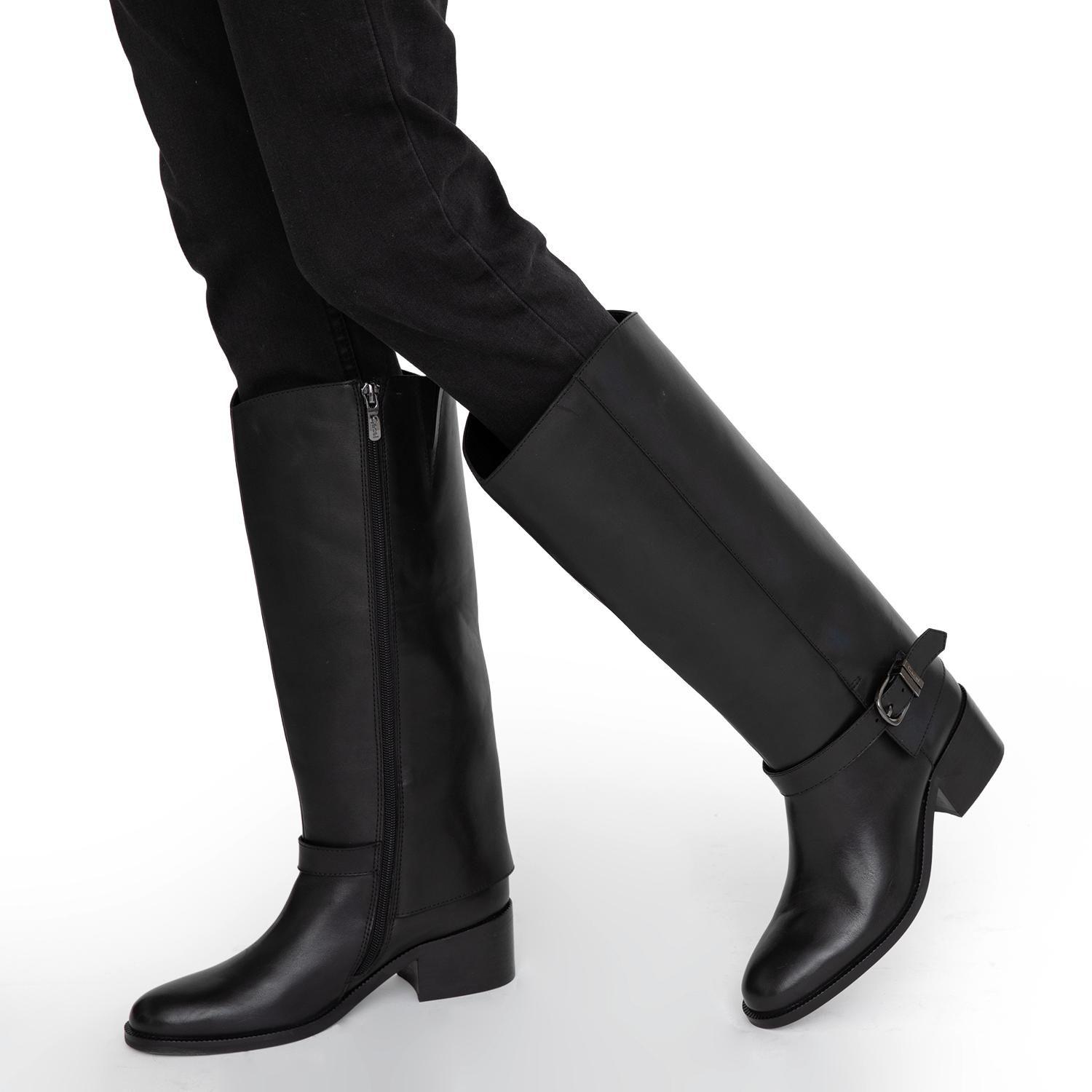 Bota de cuero mujer Gacel negro Carola-1