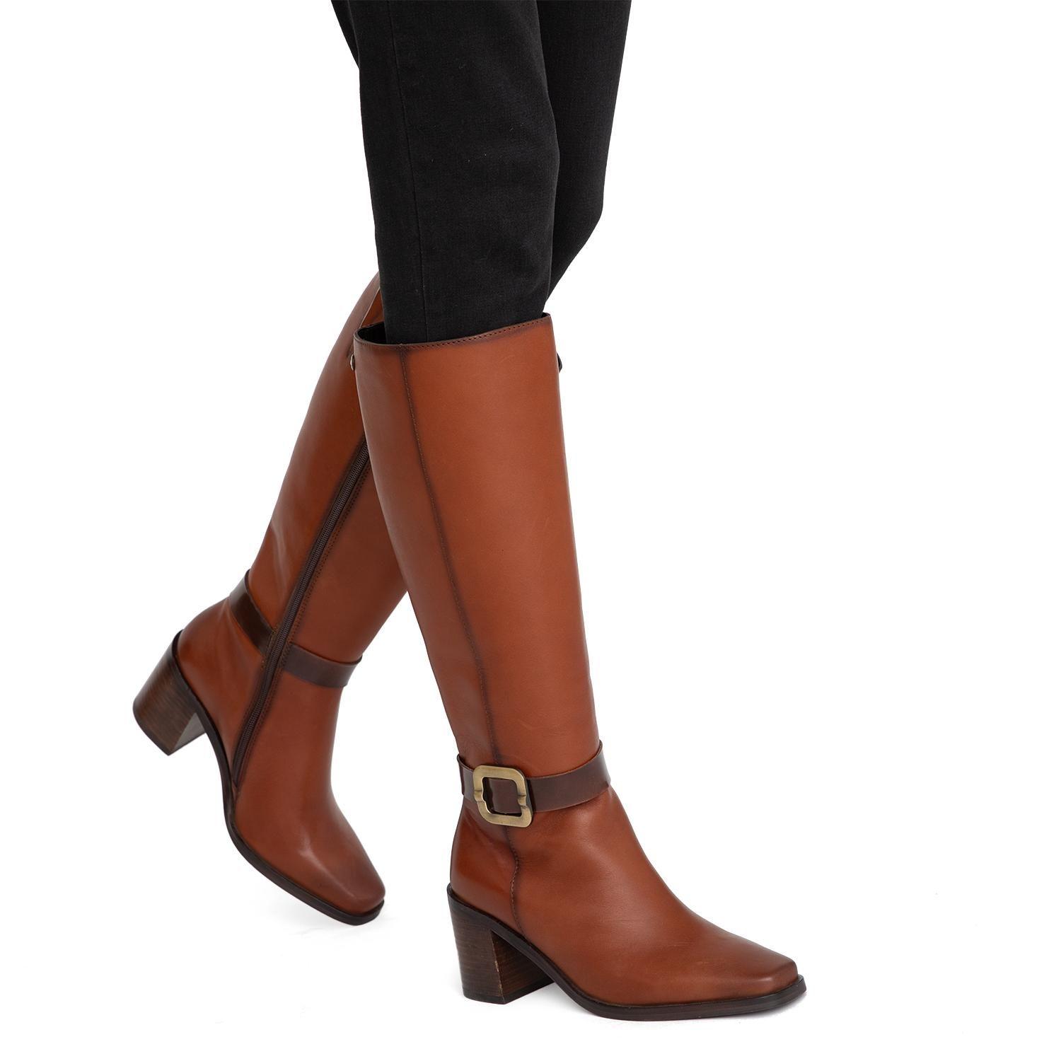 Bota de cuero mujer Gacel tostado Asuncion-1