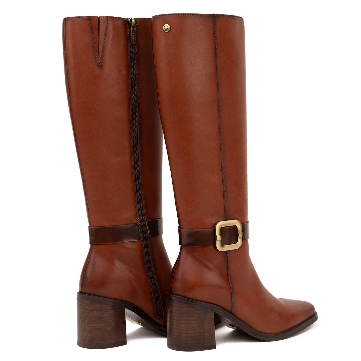 Bota de cuero mujer Gacel tostado Asuncion-4