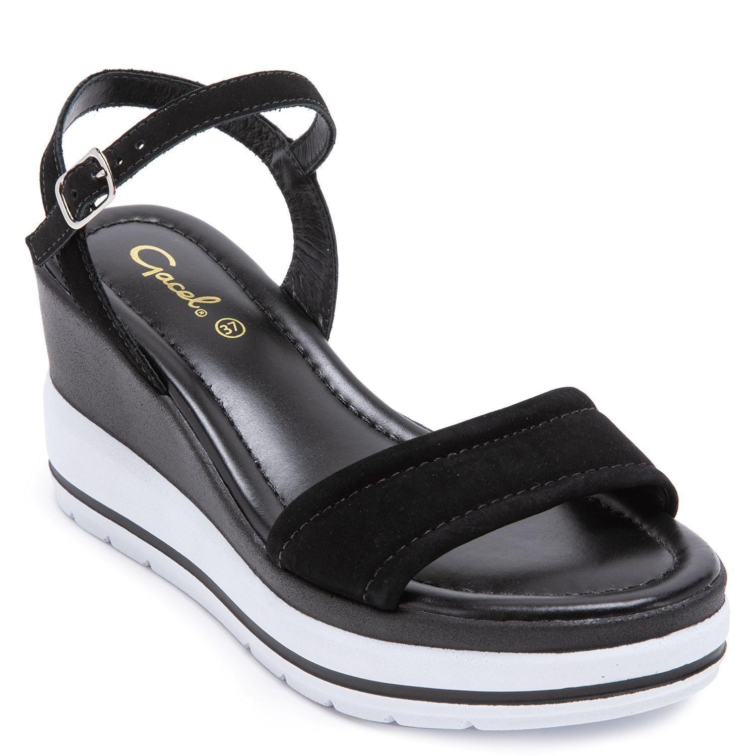 Sandalia de cuero mujer Gacel Negro Kendall 0658997-1