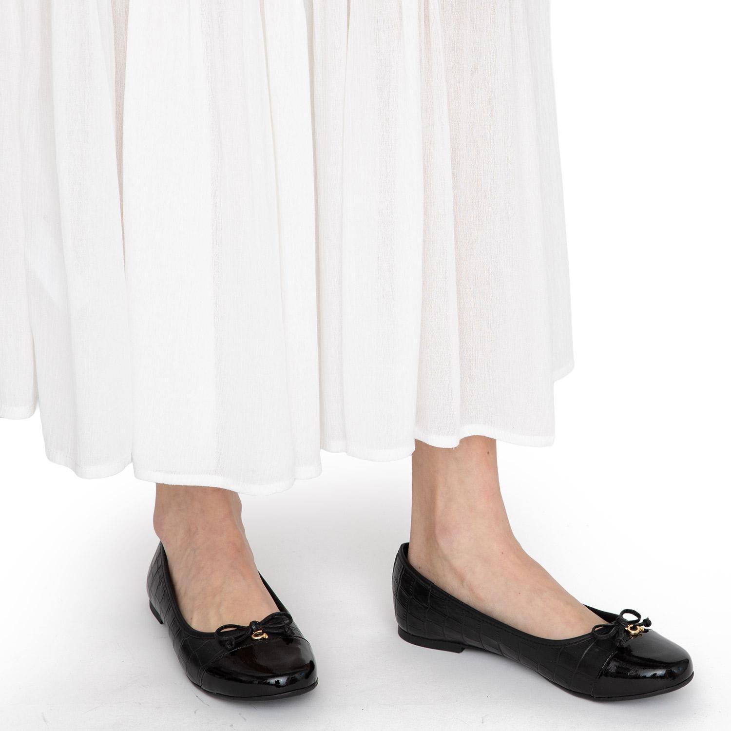 Ballerina de cuero mujer Gacel negro Ikia-1