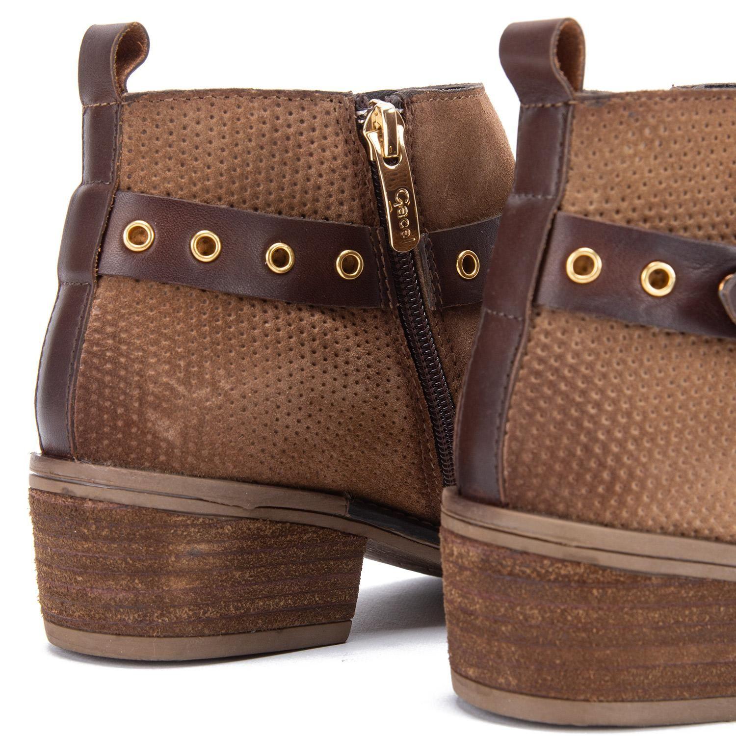 Bootie de cuero mujer Gacel Tostado Gina-4