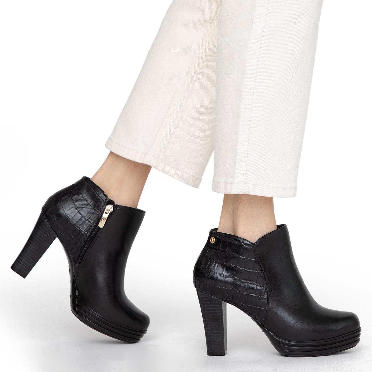 Botin de cuero mujer Gacel negro Celene 0660741-1