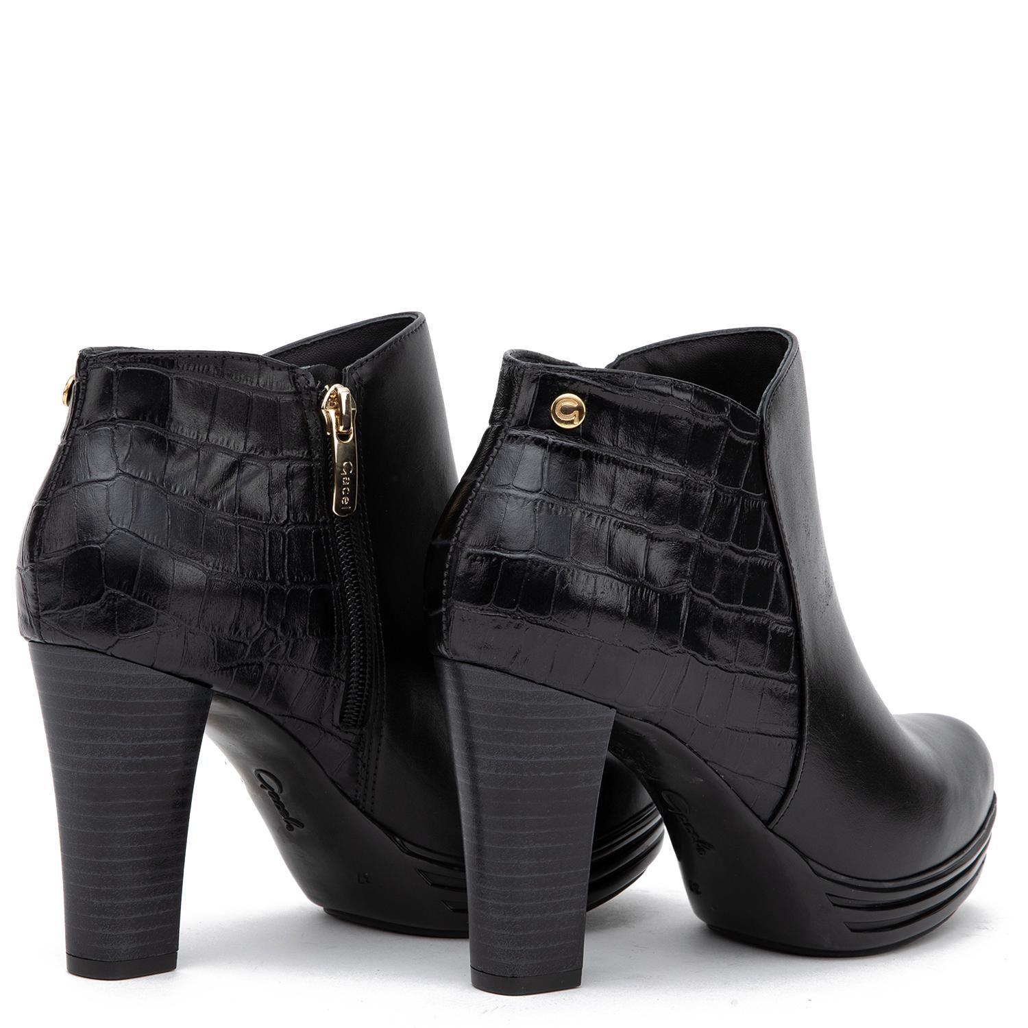 Botin de cuero mujer Gacel negro Celene 0660741-4