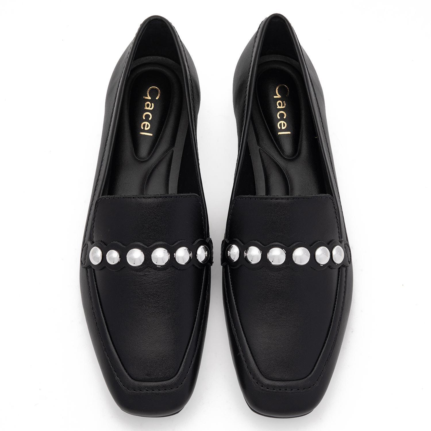 Mocasin de cuero mujer Gacel negro Fiore 0661210-3