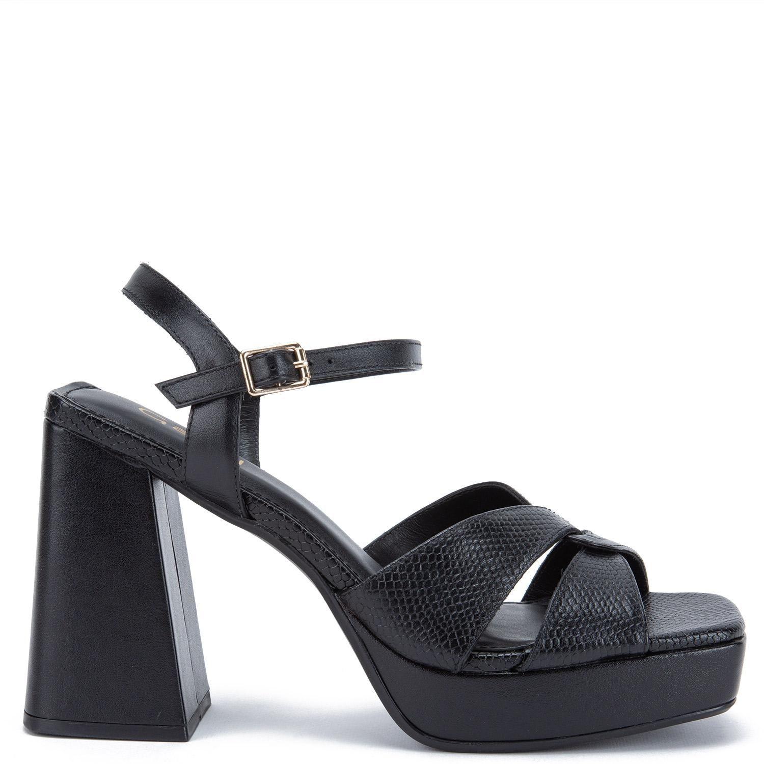 Sandalia de cuero mujer Gacel Negro Athena-0