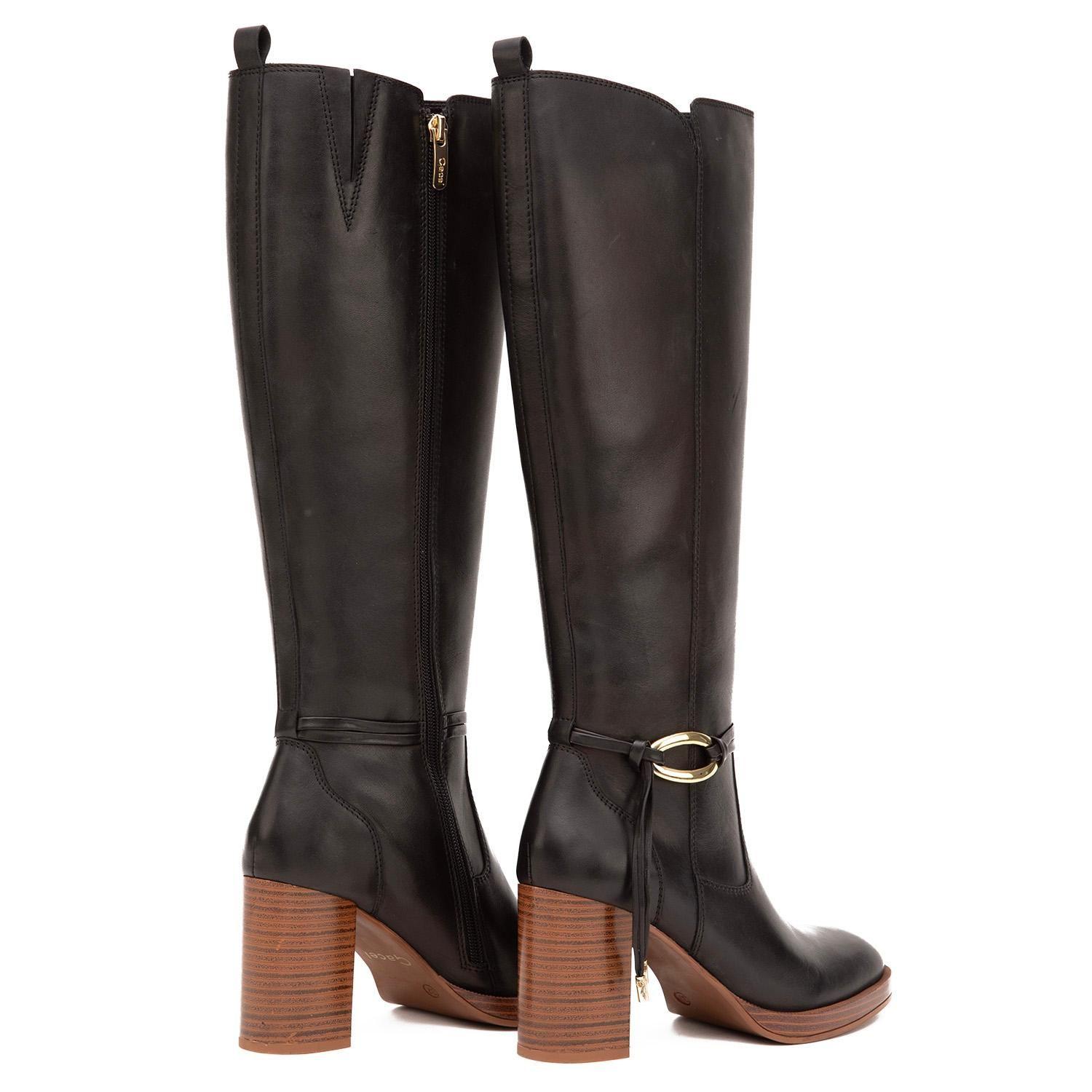 Bota de cuero mujer Gacel negro Juana-4