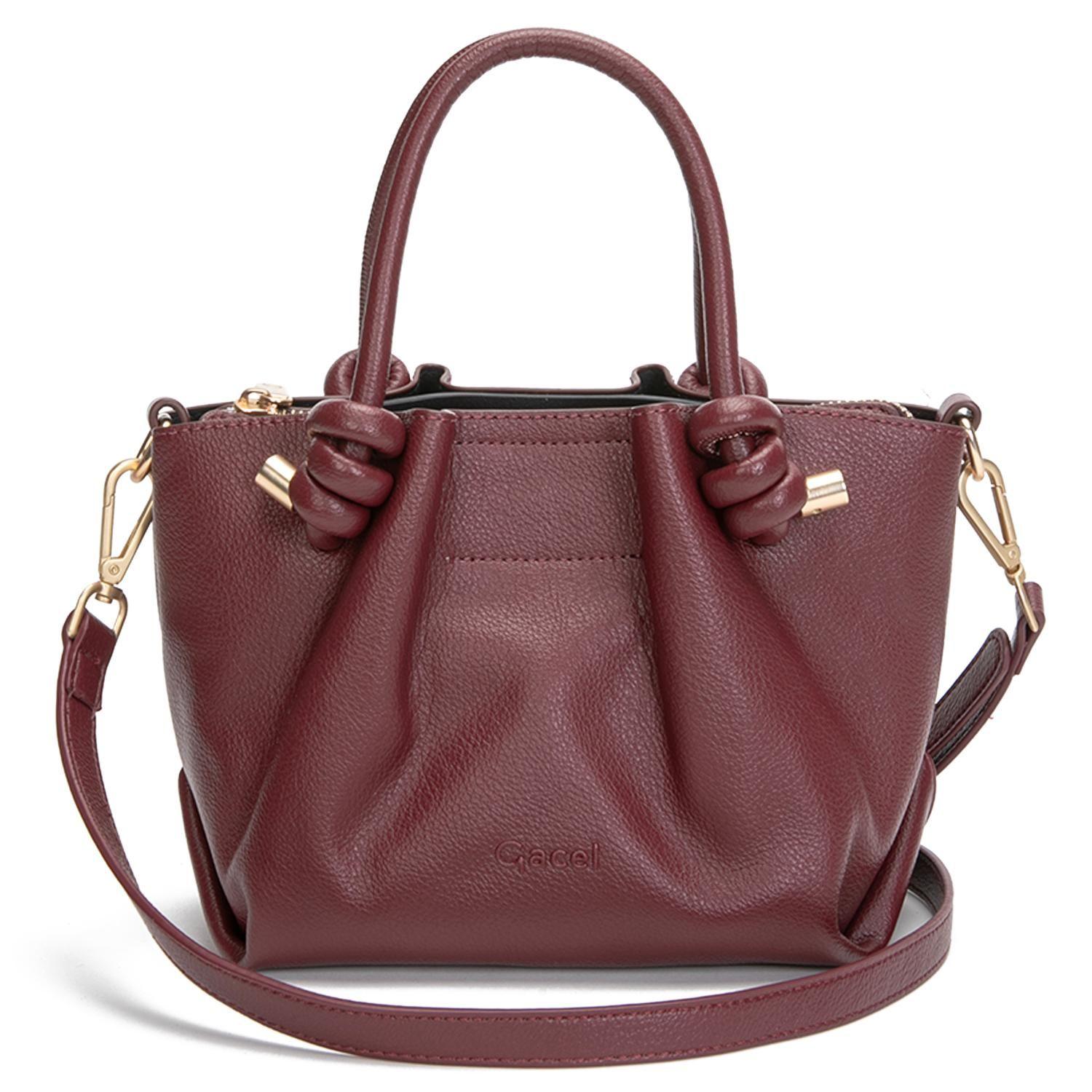 Cartera mujer Gacel burdeo dos asas pequeña-0