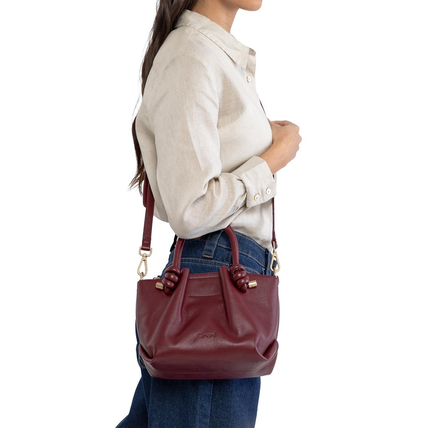 Cartera mujer Gacel burdeo dos asas pequeña-1
