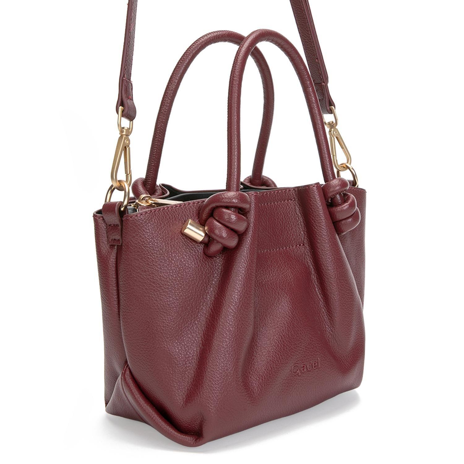 Cartera mujer Gacel burdeo dos asas pequeña-3