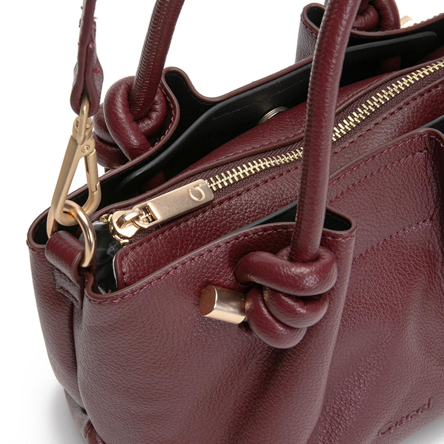 Cartera mujer Gacel burdeo dos asas pequeña-6