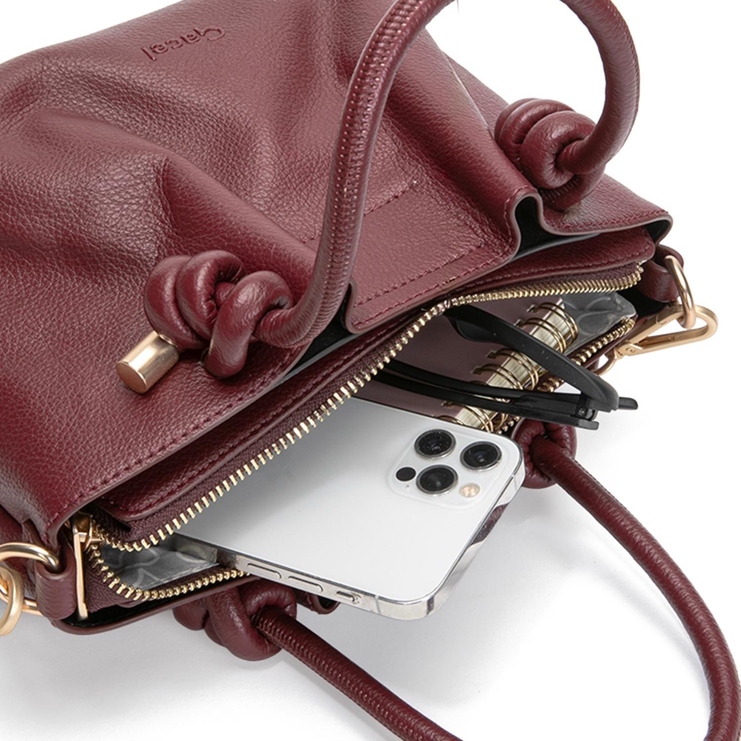 Cartera mujer Gacel burdeo dos asas pequeña-8