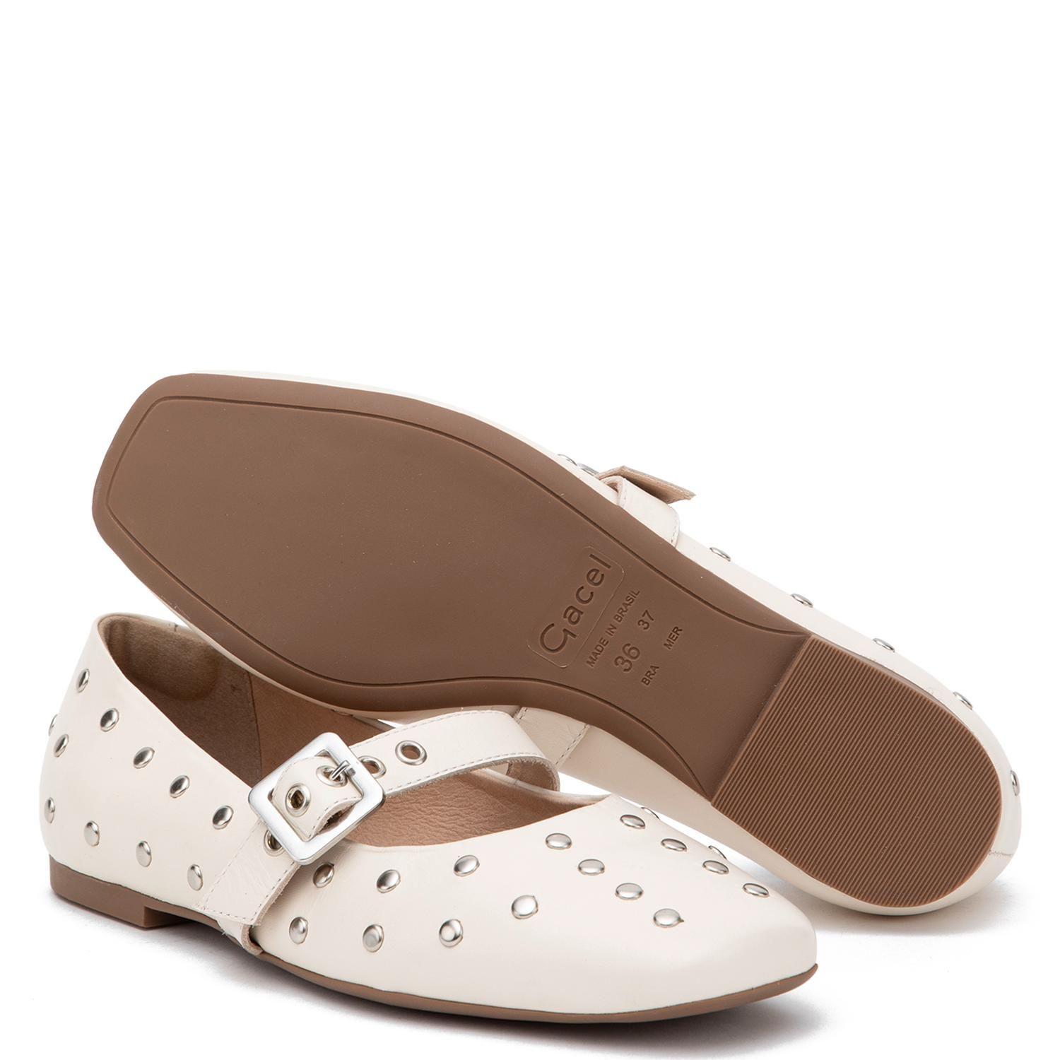 Ballerina de cuero mujer Gacel off white Abi 0660693-3