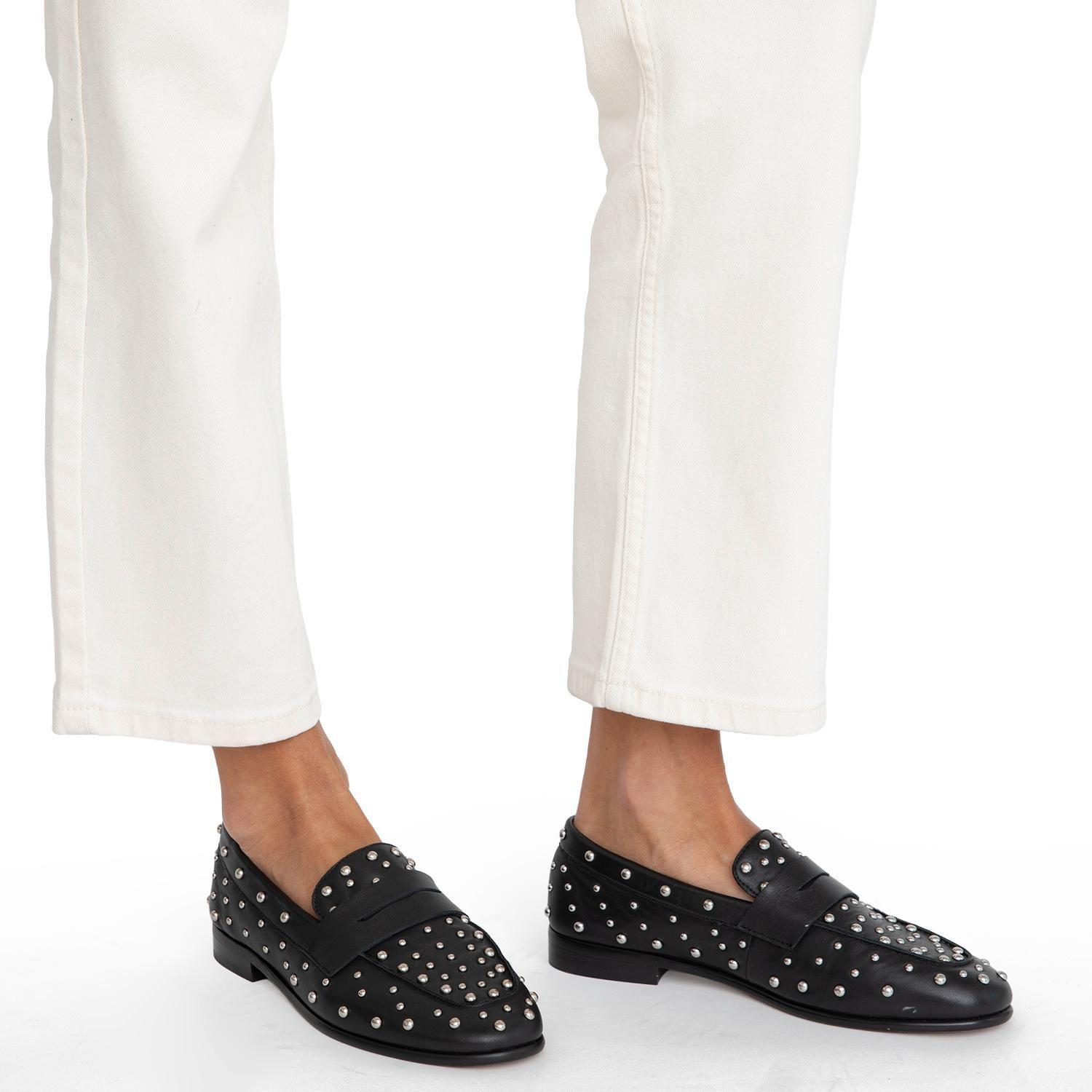 Mocasin de cuero mujer Gacel negro Polka-1