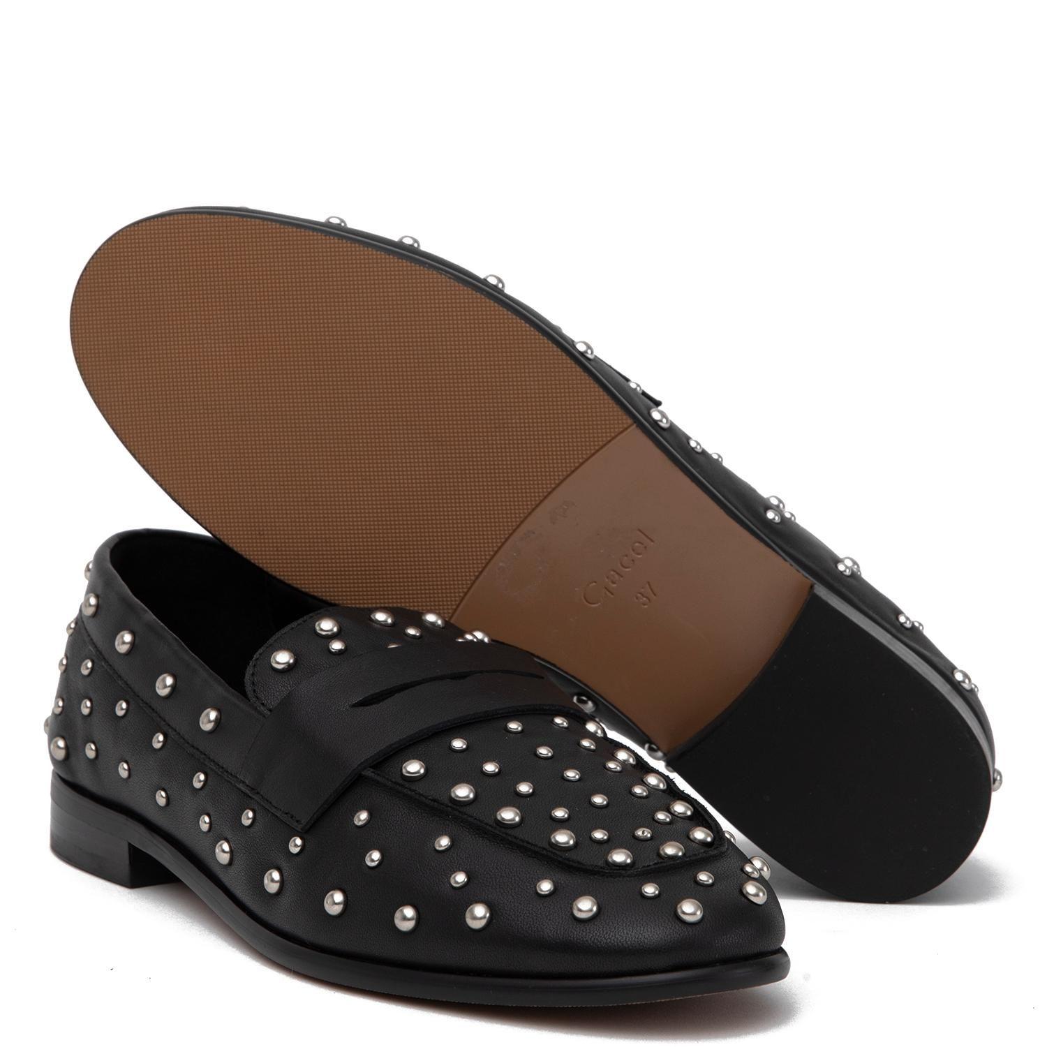 Mocasin de cuero mujer Gacel negro Polka-3