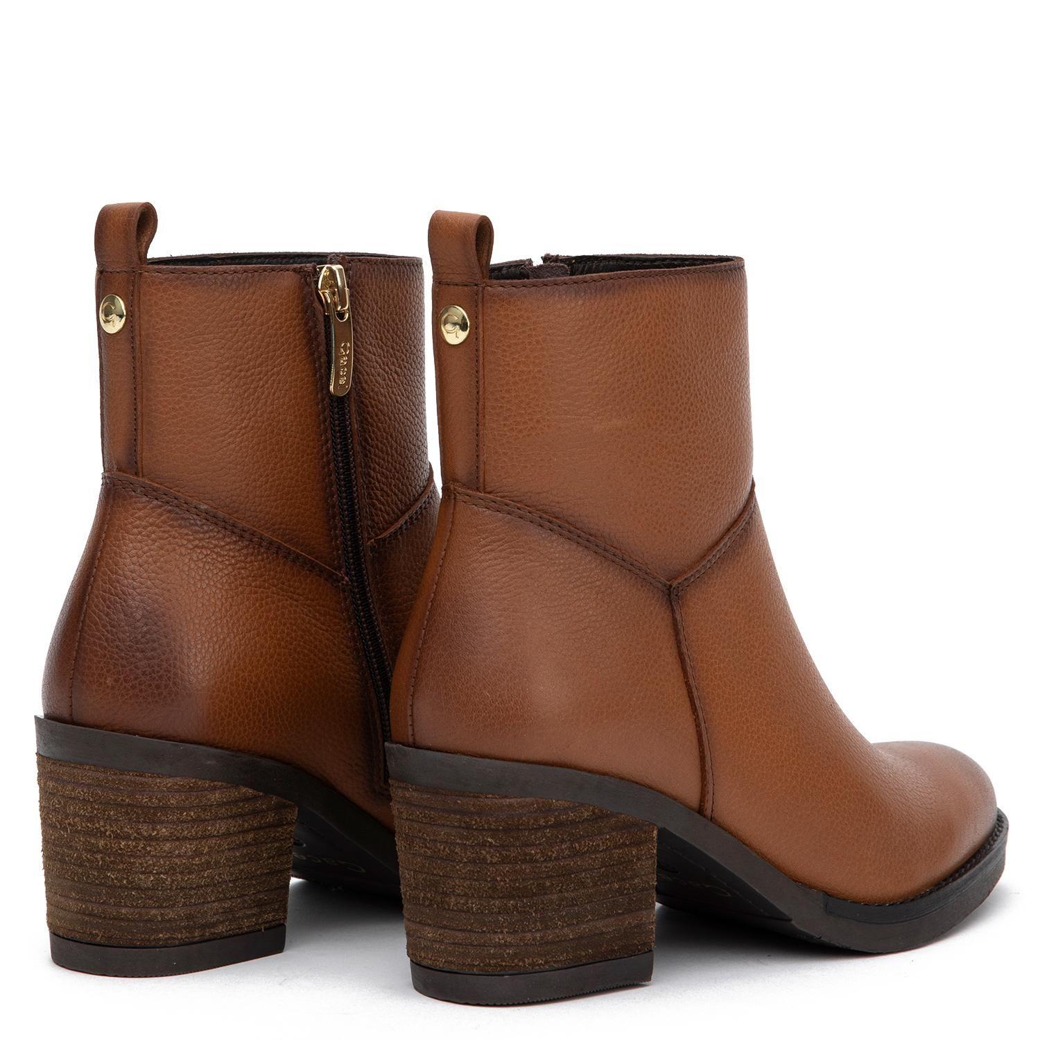 Botin de cuero mujer Gacel camel Piera-4