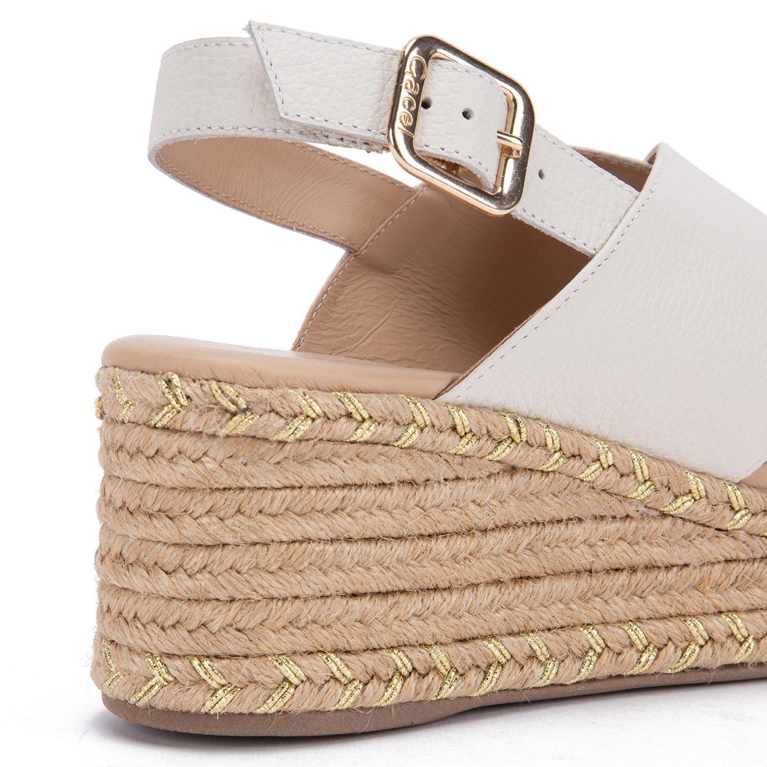 Sandalia de cuero mujer Gacel Off White Coni 0660353-3