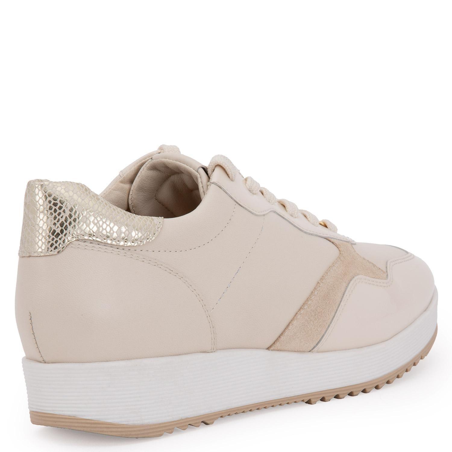 Zapatilla de cuero mujer Gacel beige Aria-3