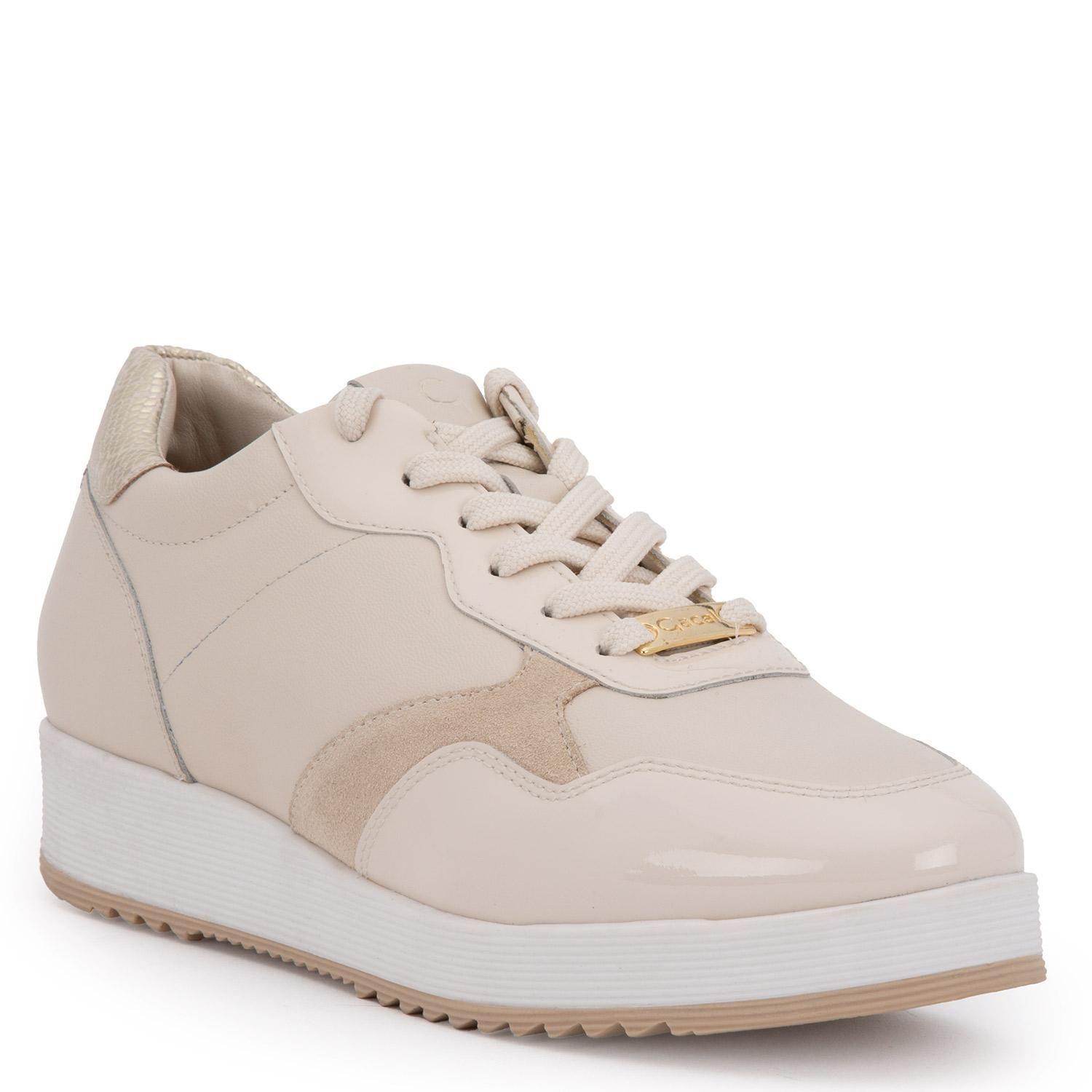 Zapatilla de cuero mujer Gacel beige Aria-4