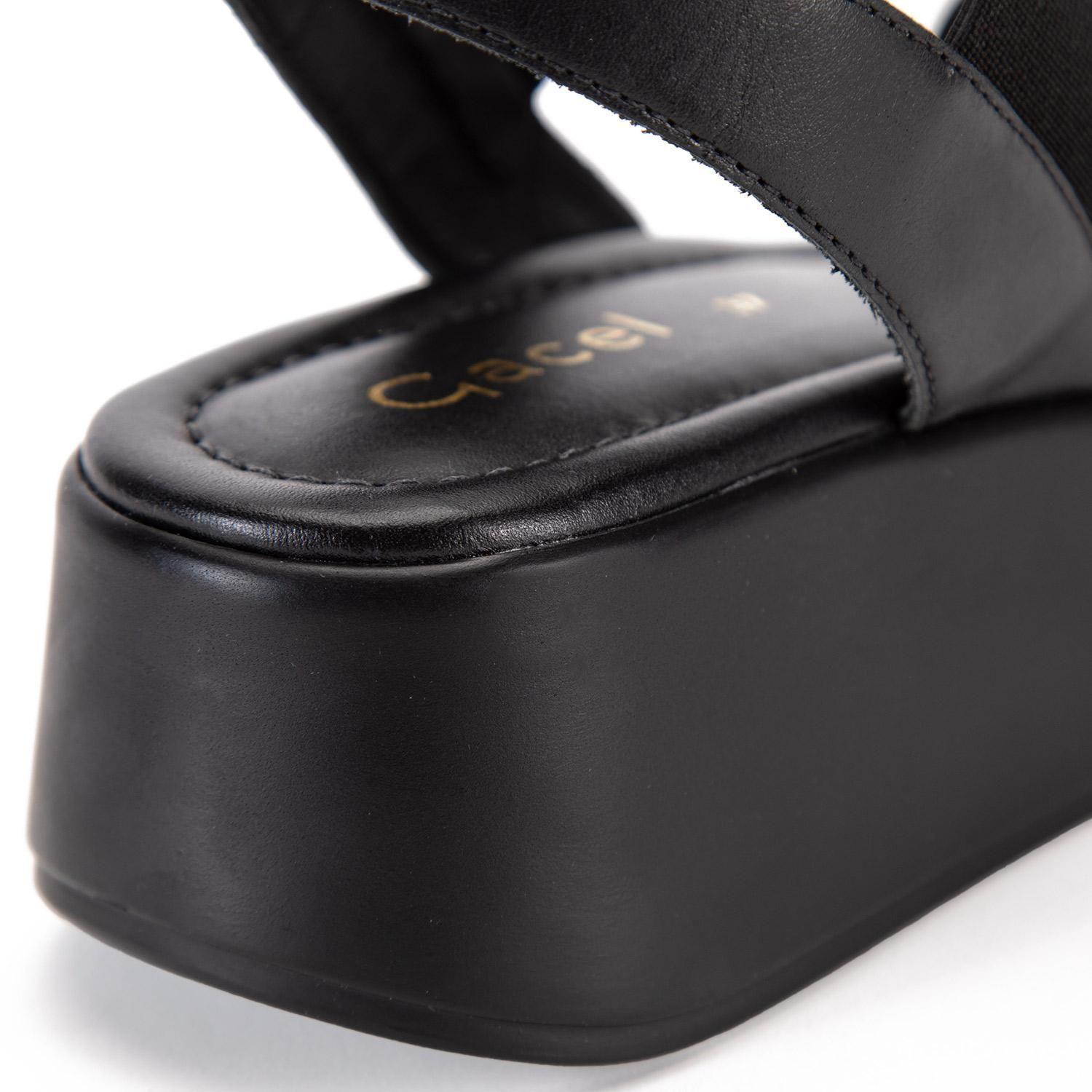 Sandalia de cuero mujer Gacel Negro Francia 0659784-3